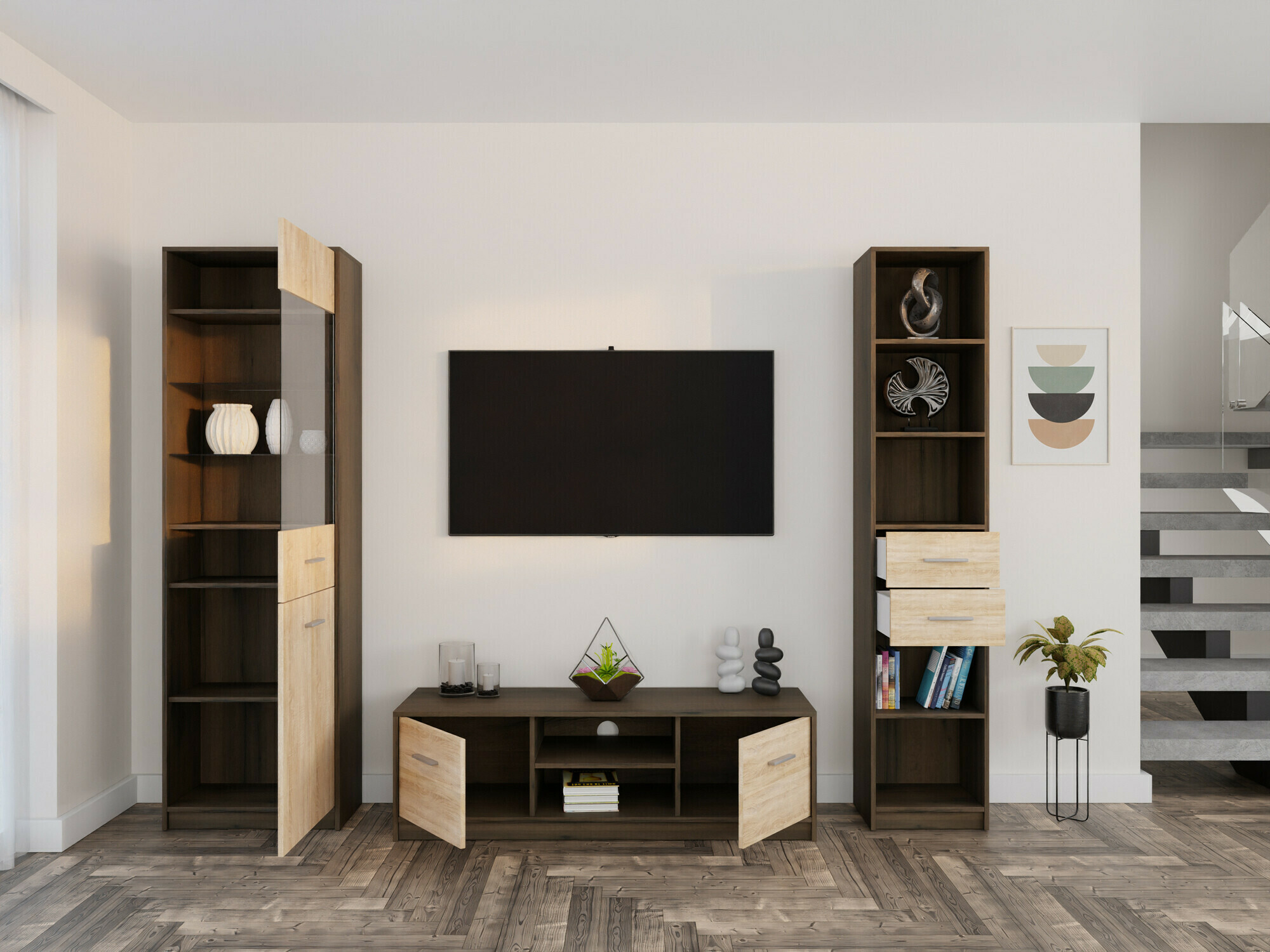 Набор для гостиной Novsore 163 (Темный дуб + Сонома Дуб)