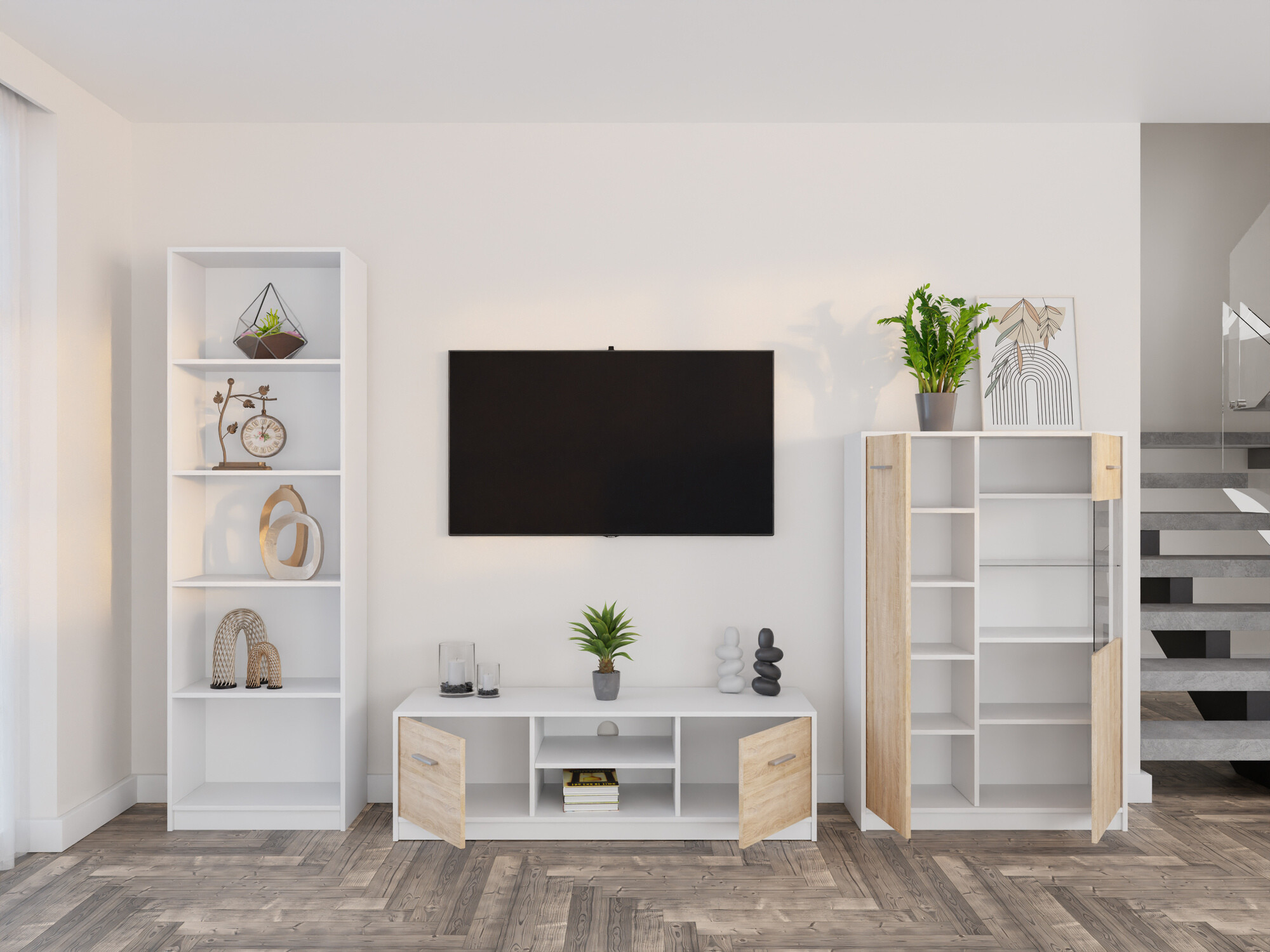 Набор для гостиной Novsore 164 (Белый + Сонома Дуб)