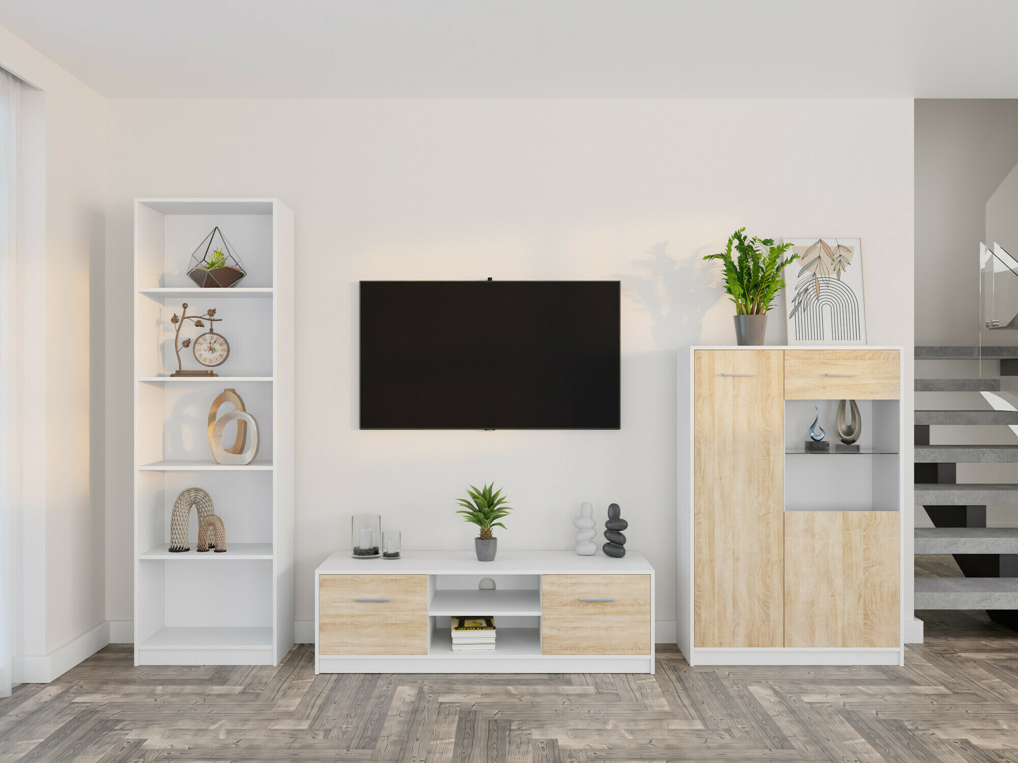 Набор для гостиной Novsore 164 (Белый + Сонома Дуб)