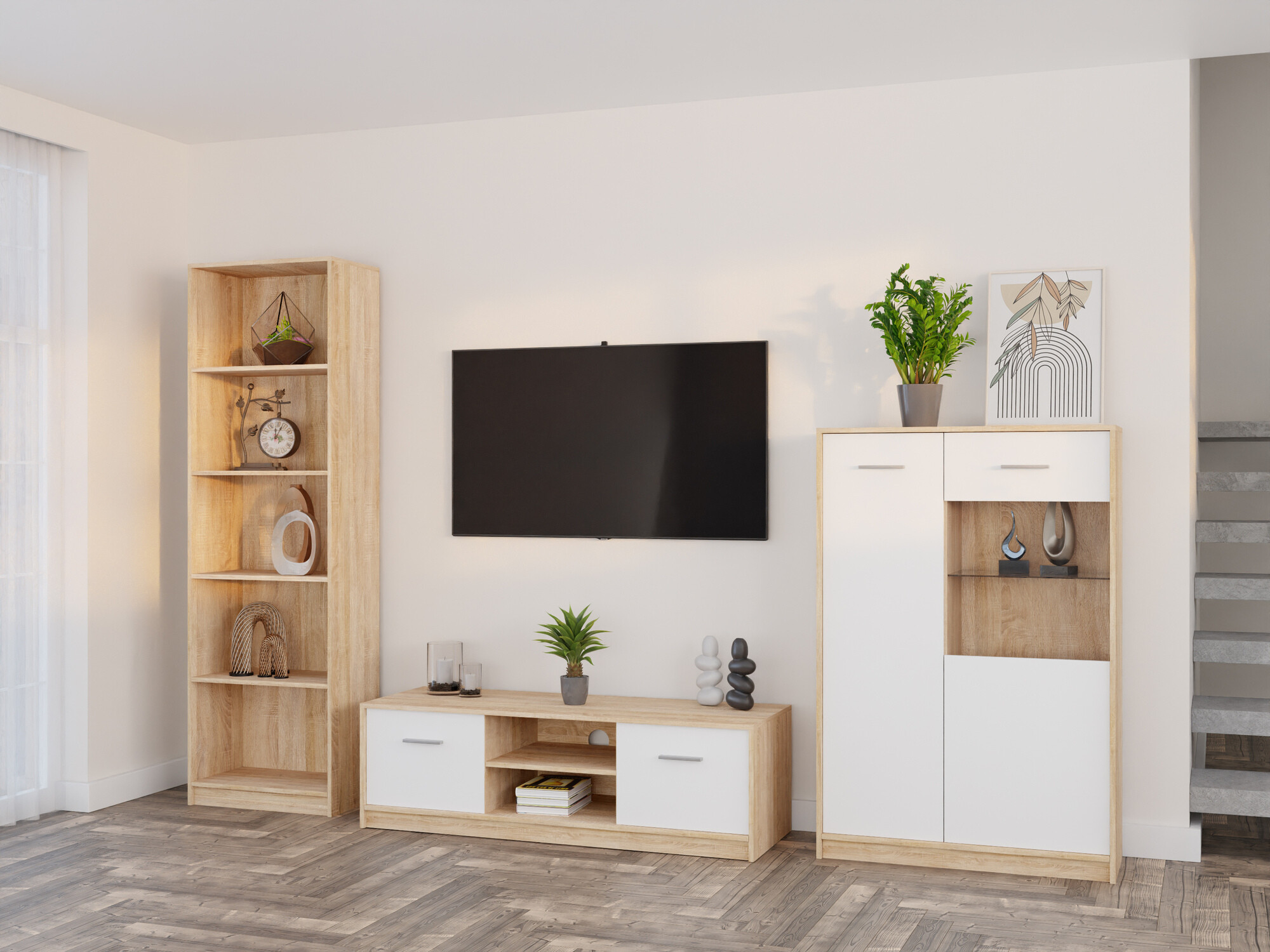 Набор для гостиной Novsore 164 (Сонома Дуб + Белый)