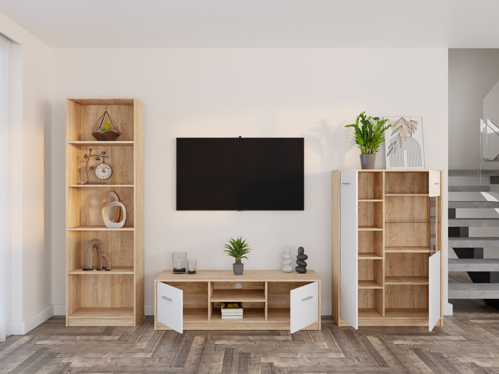 Набор для гостиной Novsore 164 (Сонома Дуб + Белый)