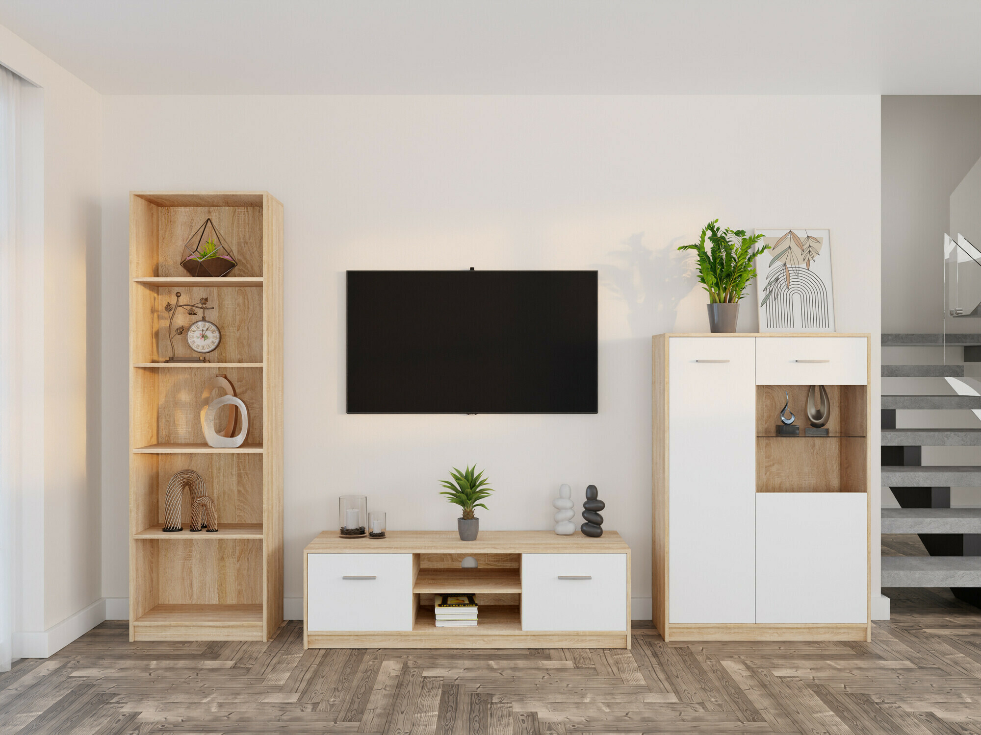 Набор для гостиной Novsore 164 (Сонома Дуб + Белый)