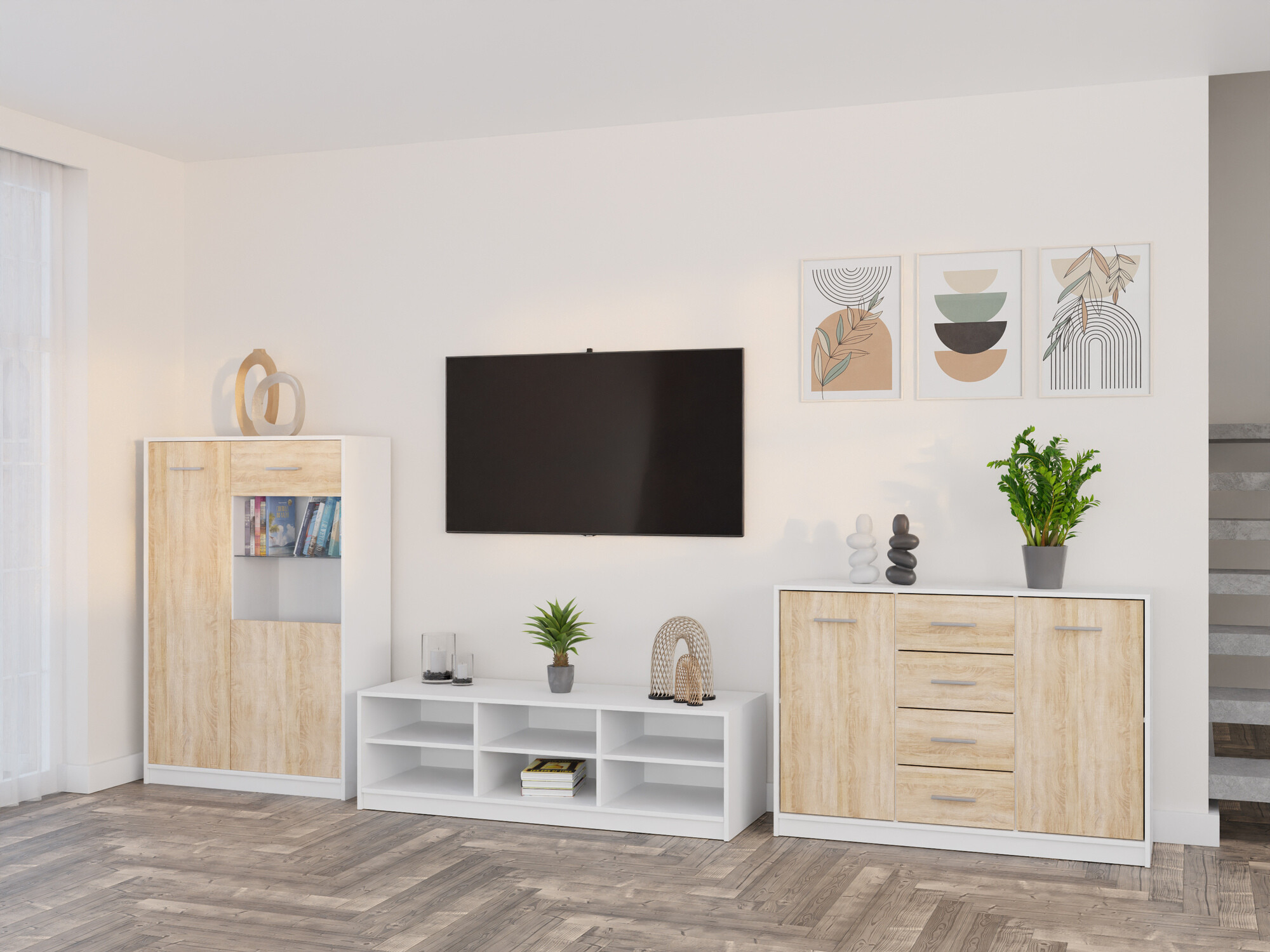 Набор для гостиной Novsore 165 (Белый + Сонома Дуб)