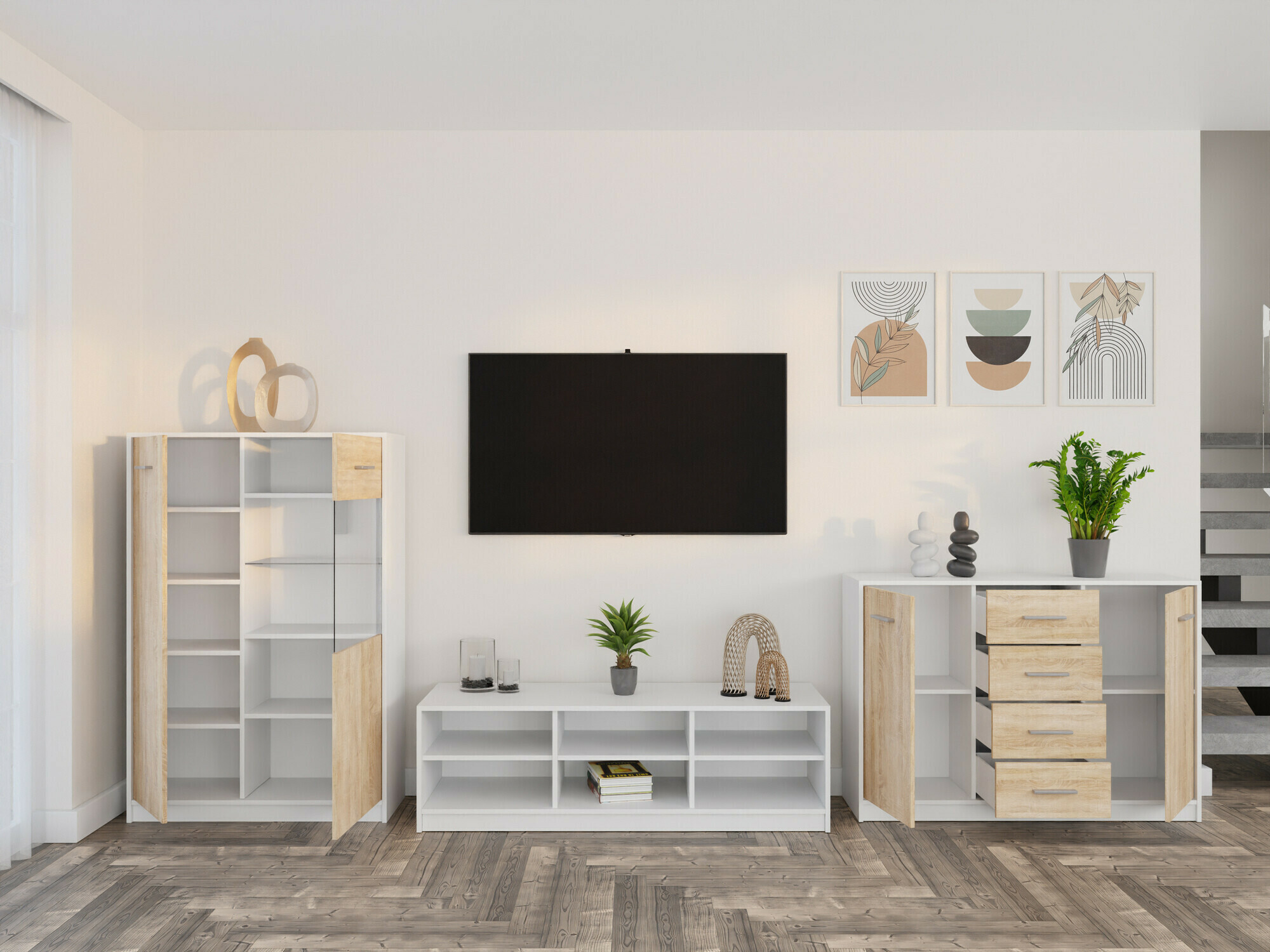 Набор для гостиной Novsore 165 (Белый + Сонома Дуб)