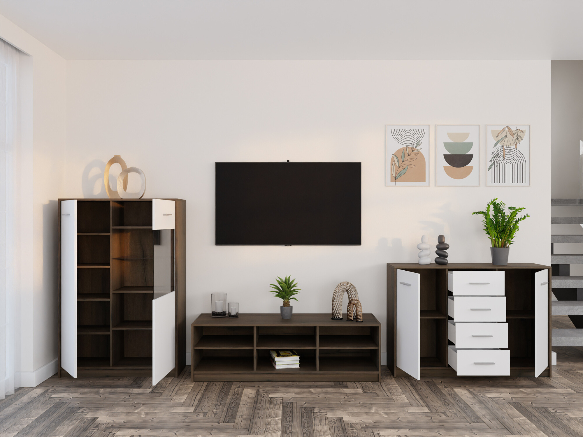 Набор для гостиной Novsore 165 (Темный дуб + Белый)