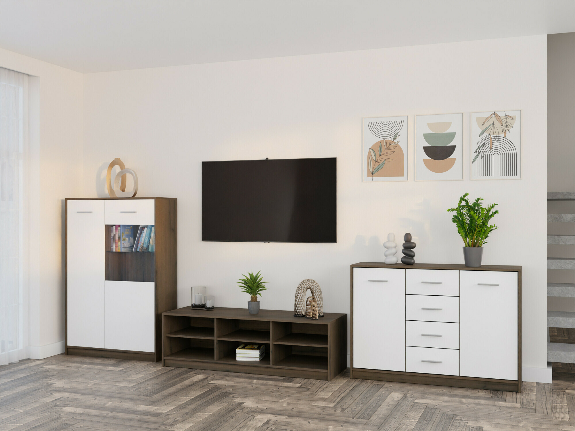 Набор для гостиной Novsore 165 (Темный дуб + Белый)