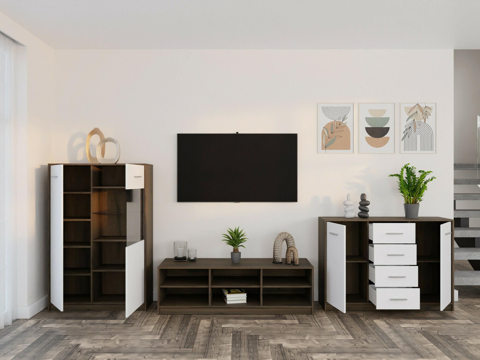 Набор для гостиной Novsore 165 (Темный дуб + Белый)