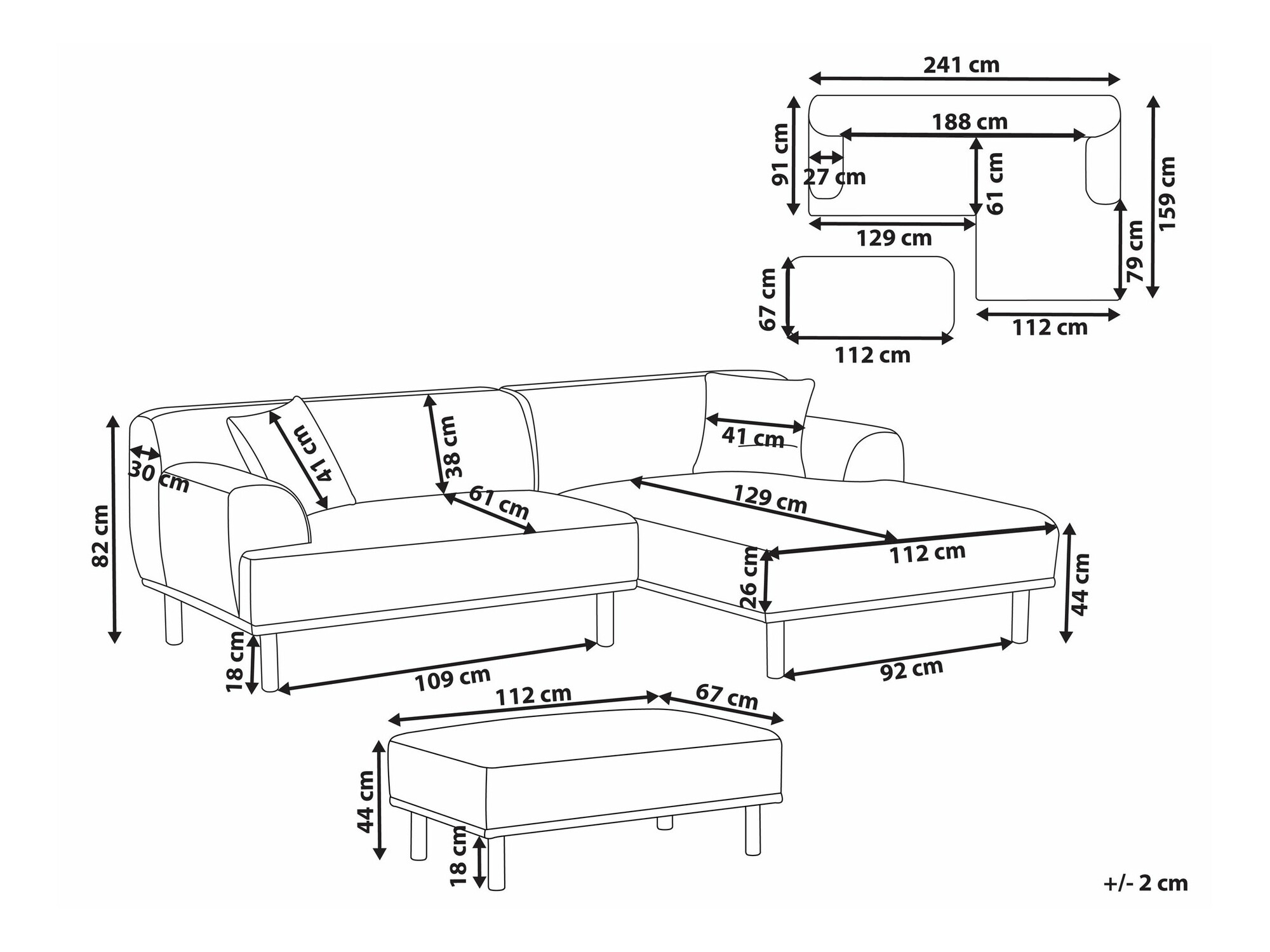 Stūra dīvāns Berwyn 2560 (Balts)