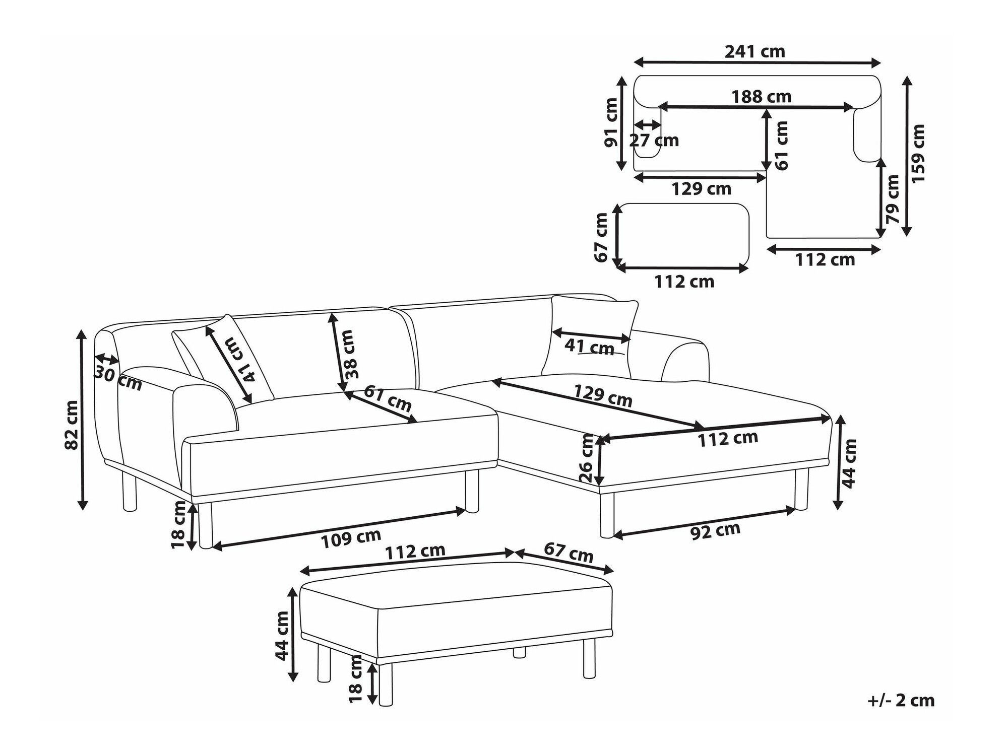 Stūra dīvāns Berwyn 2560 (Taupe)