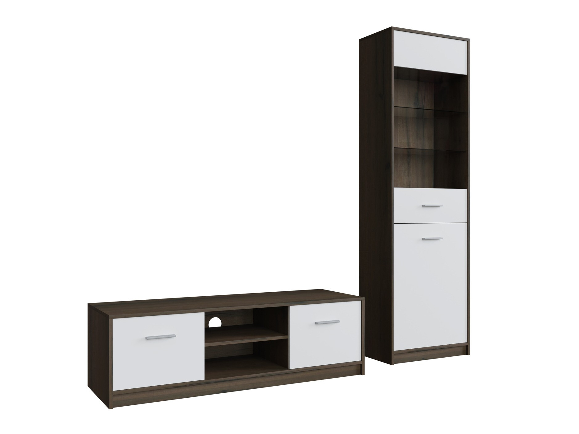 Viesistabas komplekts Novsore 161 (Tumšs ozols + Balts)