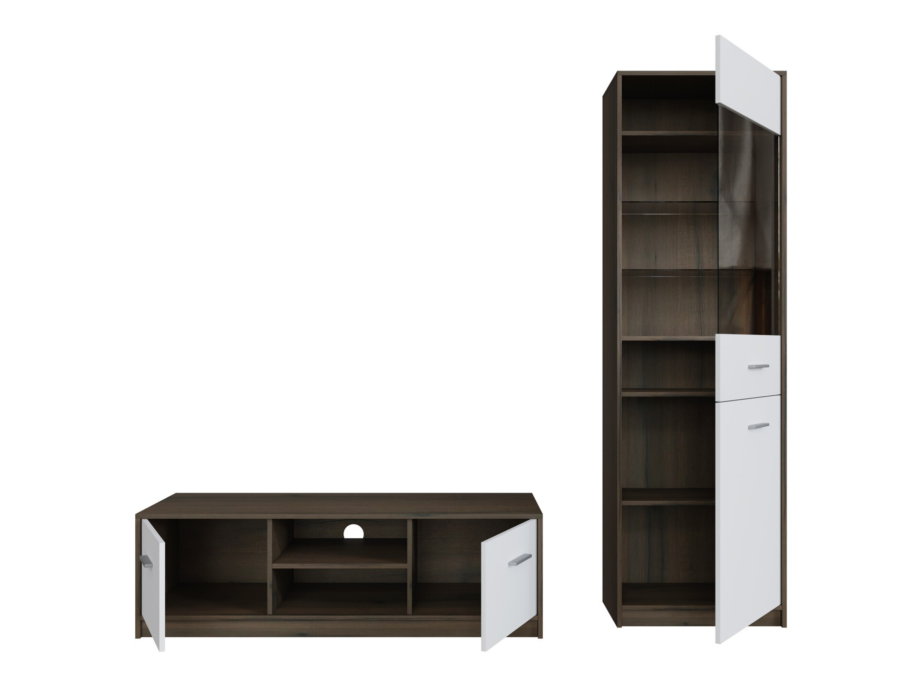 Viesistabas komplekts Novsore 161 (Tumšs ozols + Balts)