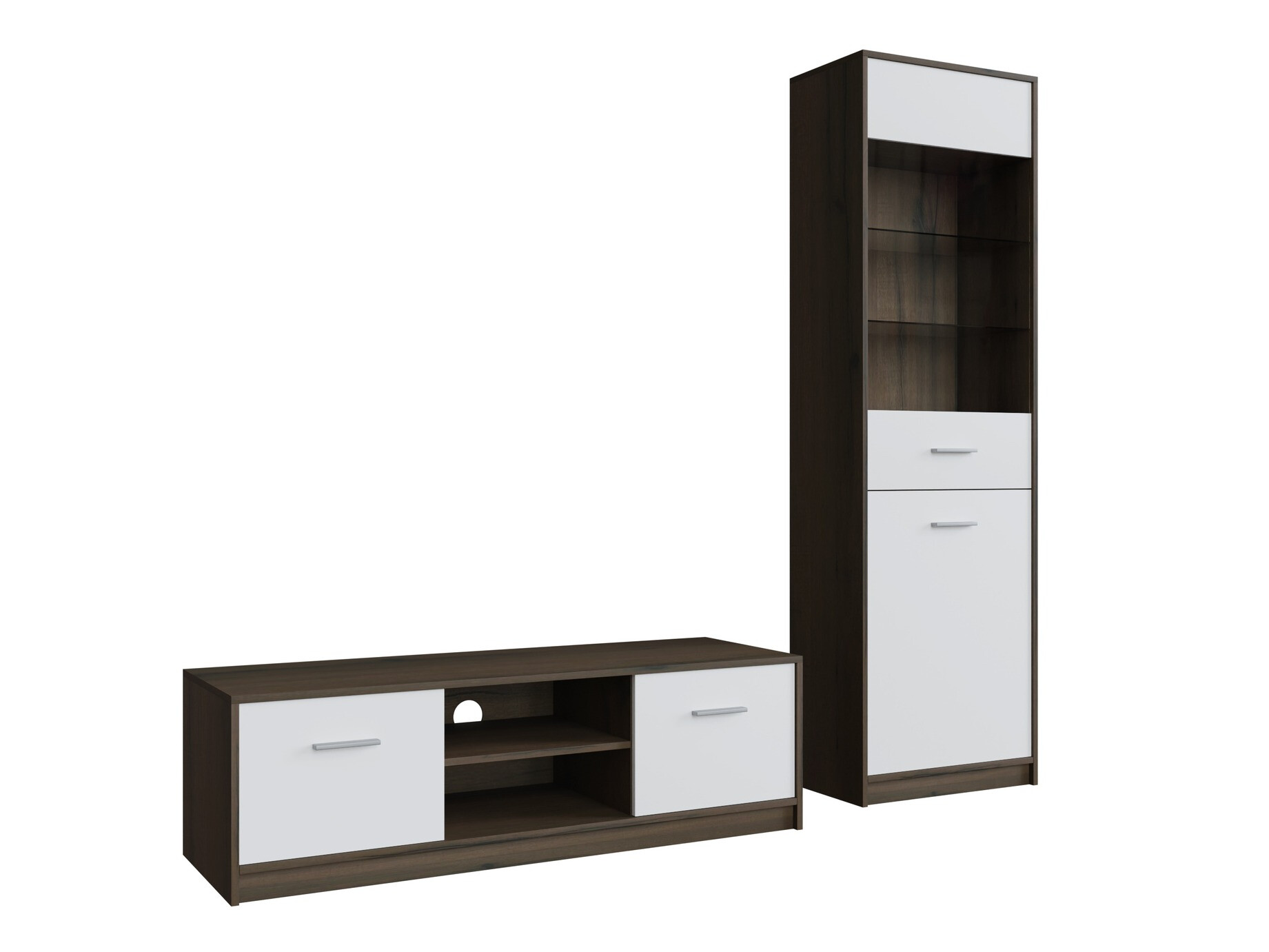 Viesistabas komplekts Novsore 161 (Tumšs ozols + Balts)