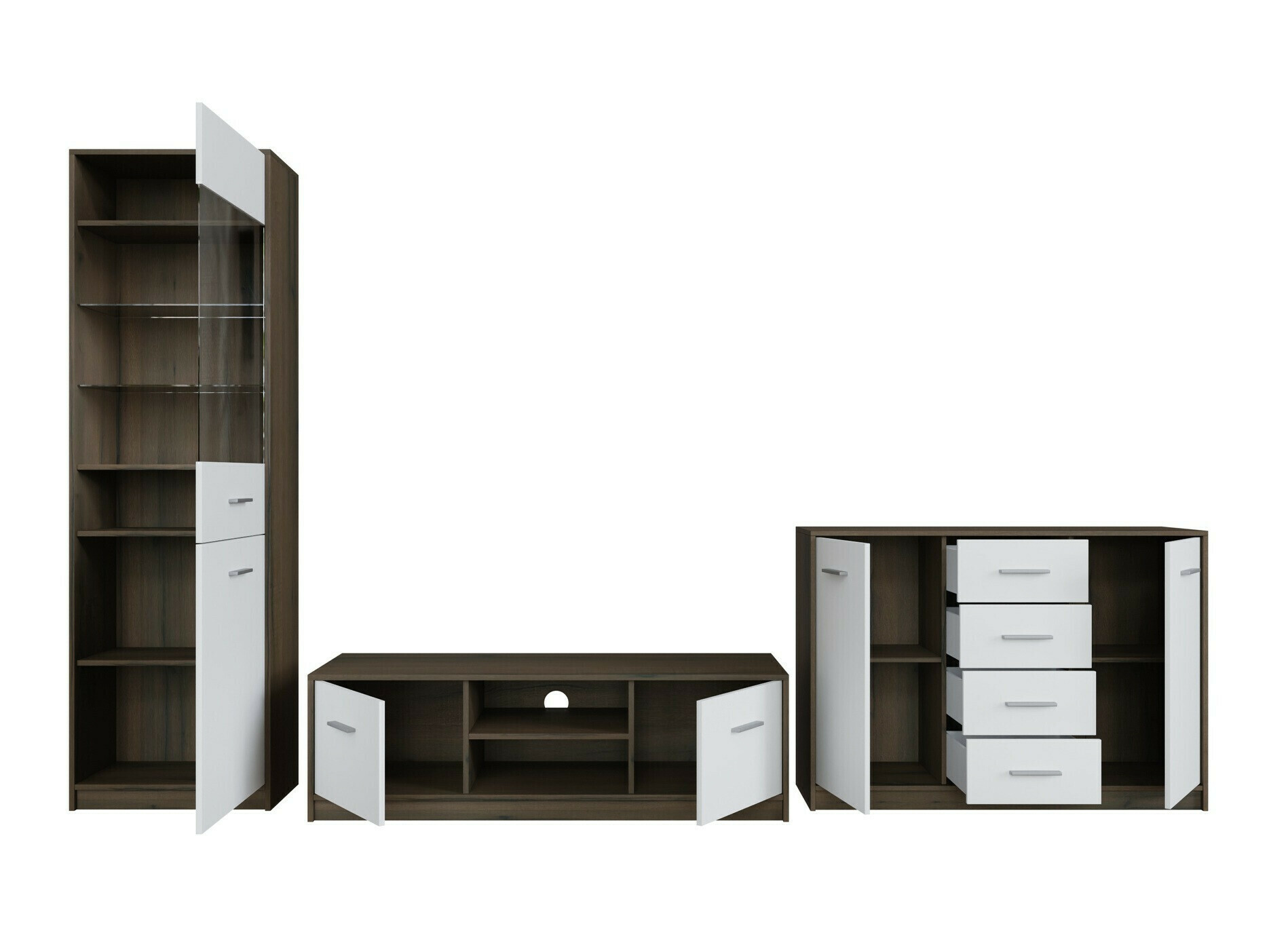 Viesistabas komplekts Novsore 162 (Tumšs ozols + Balts)