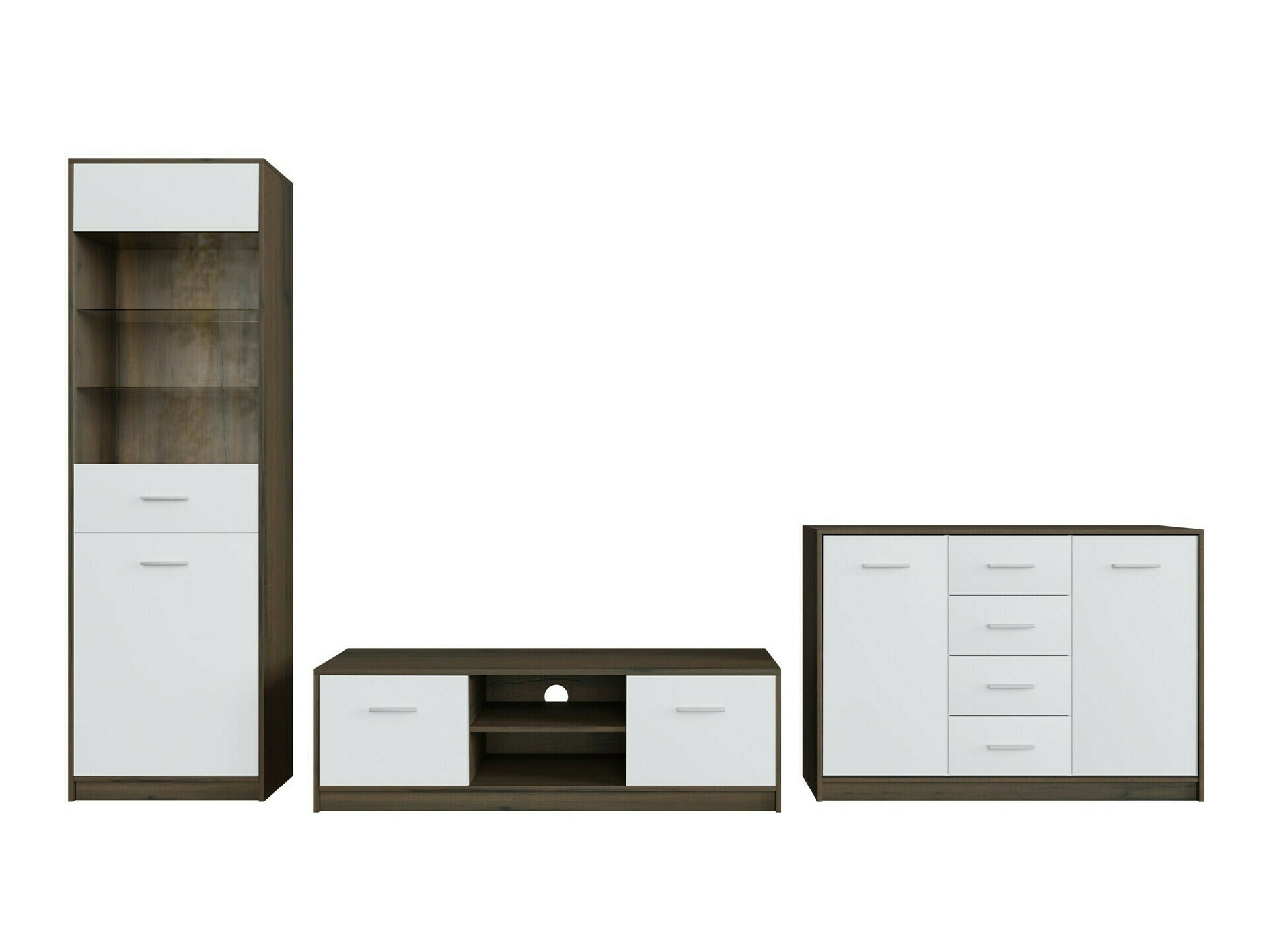 Viesistabas komplekts Novsore 162 (Tumšs ozols + Balts)