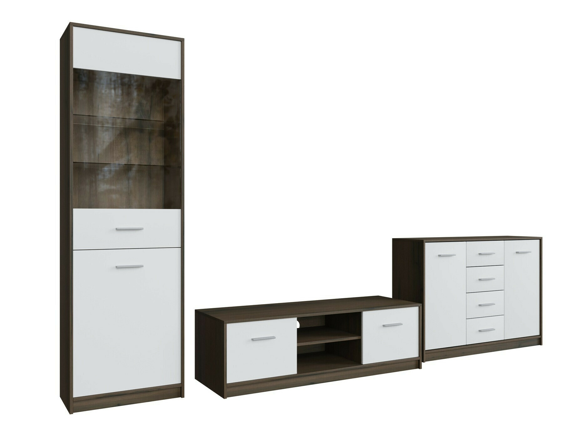 Viesistabas komplekts Novsore 162 (Tumšs ozols + Balts)