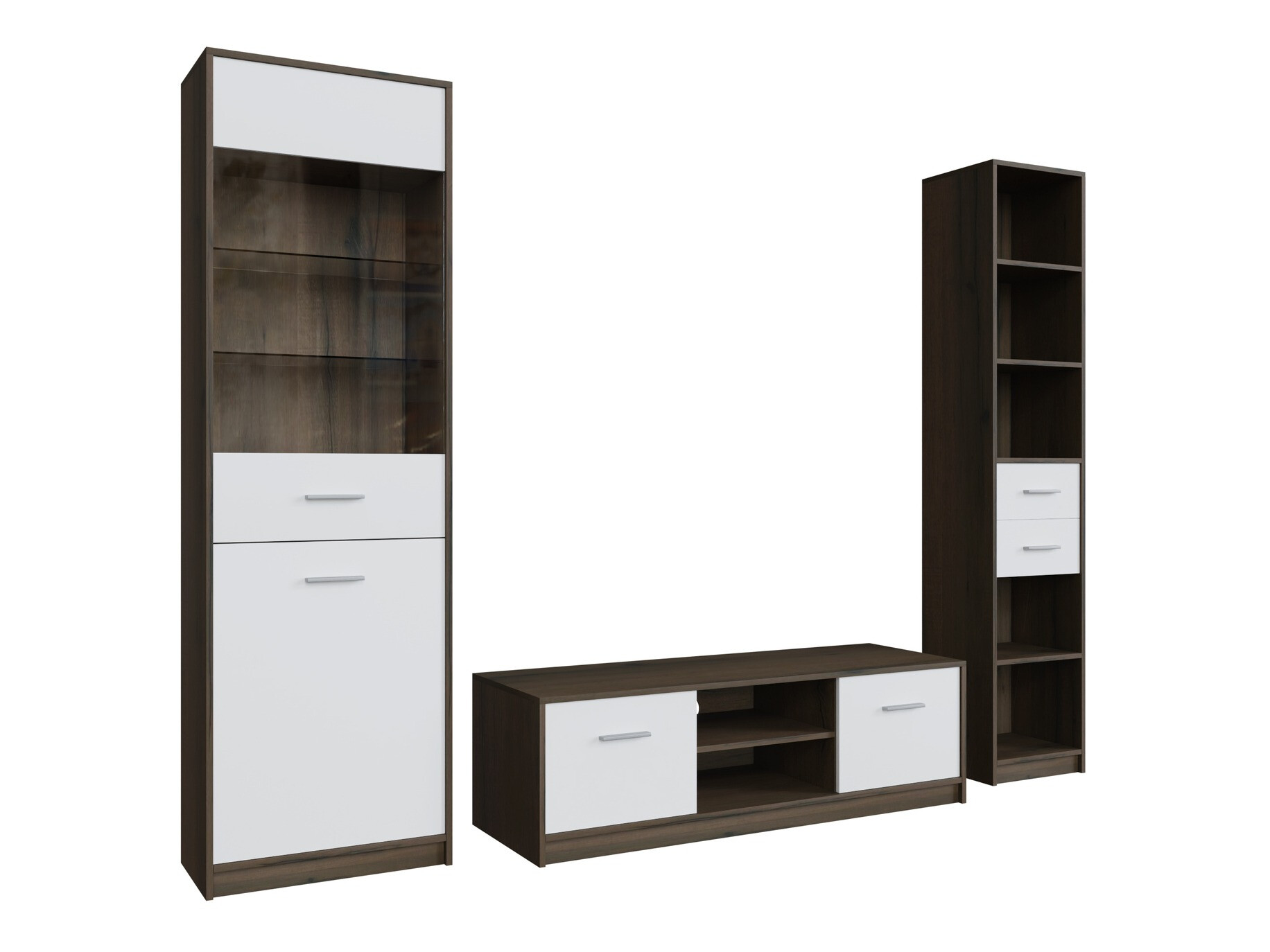 Viesistabas komplekts Novsore 163 (Tumšs ozols + Balts)