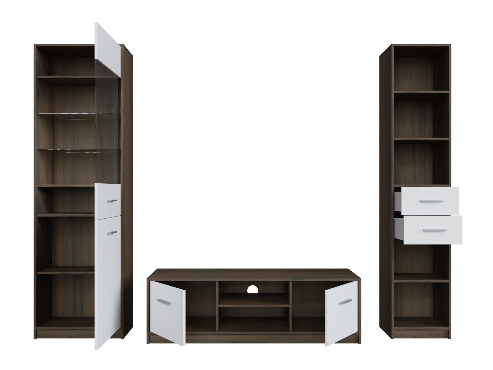 Viesistabas komplekts Novsore 163 (Tumšs ozols + Balts)