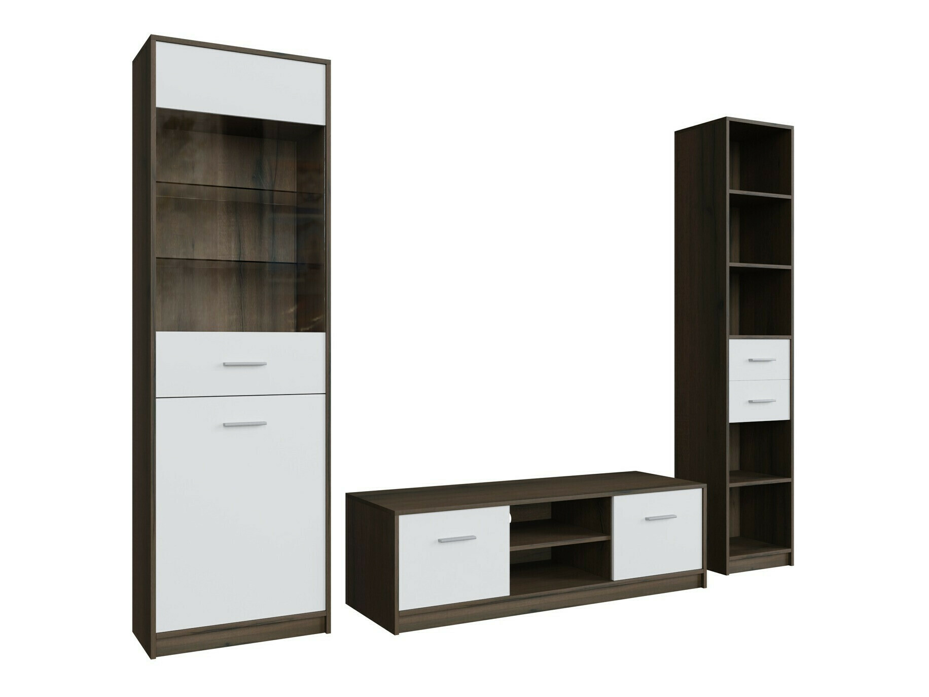 Viesistabas komplekts Novsore 163 (Tumšs ozols + Balts)