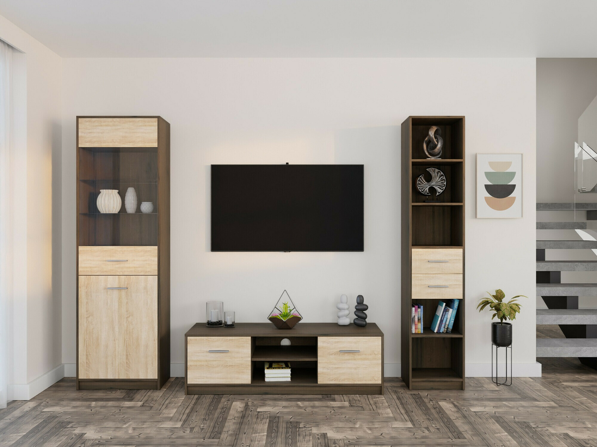 Viesistabas komplekts Novsore 163 (Tumšs ozols + Sonomas ozols)