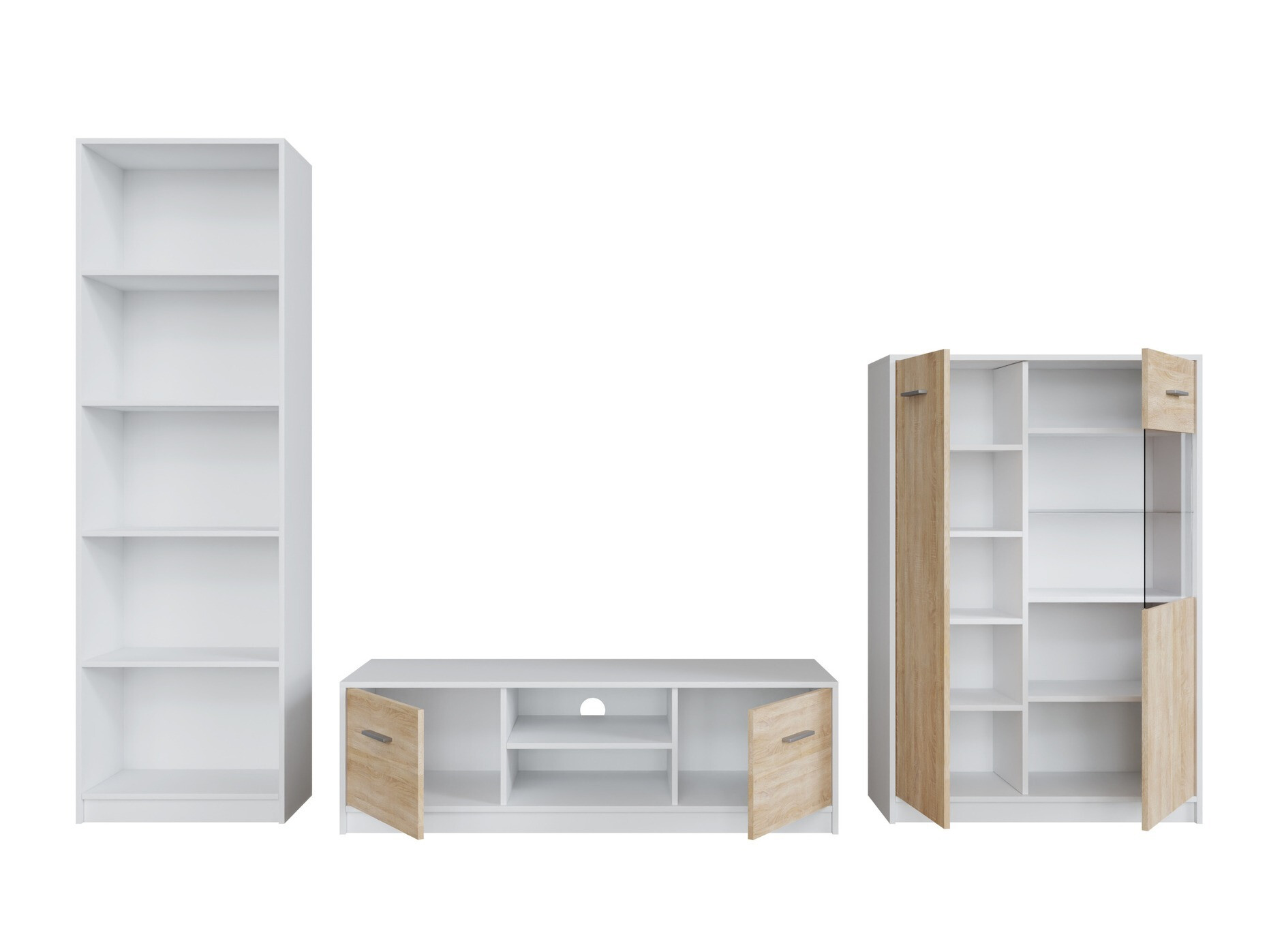 Viesistabas komplekts Novsore 164 (Balts + Sonomas ozols)