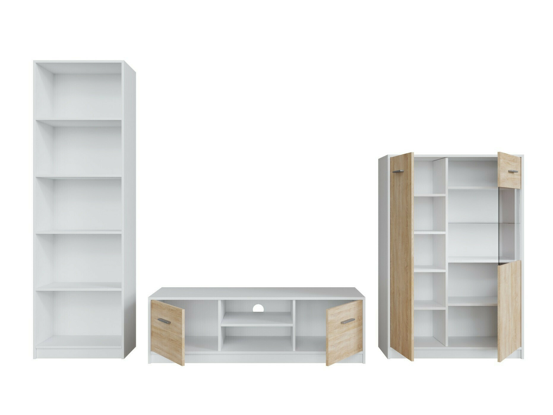 Viesistabas komplekts Novsore 164 (Balts + Sonomas ozols)