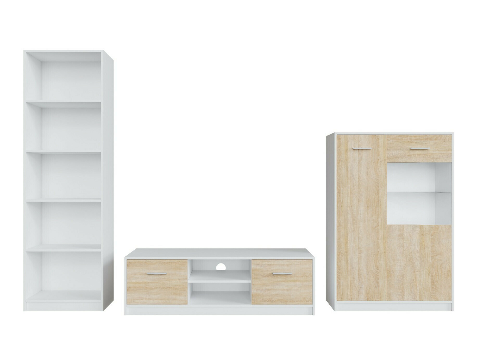 Viesistabas komplekts Novsore 164 (Balts + Sonomas ozols)