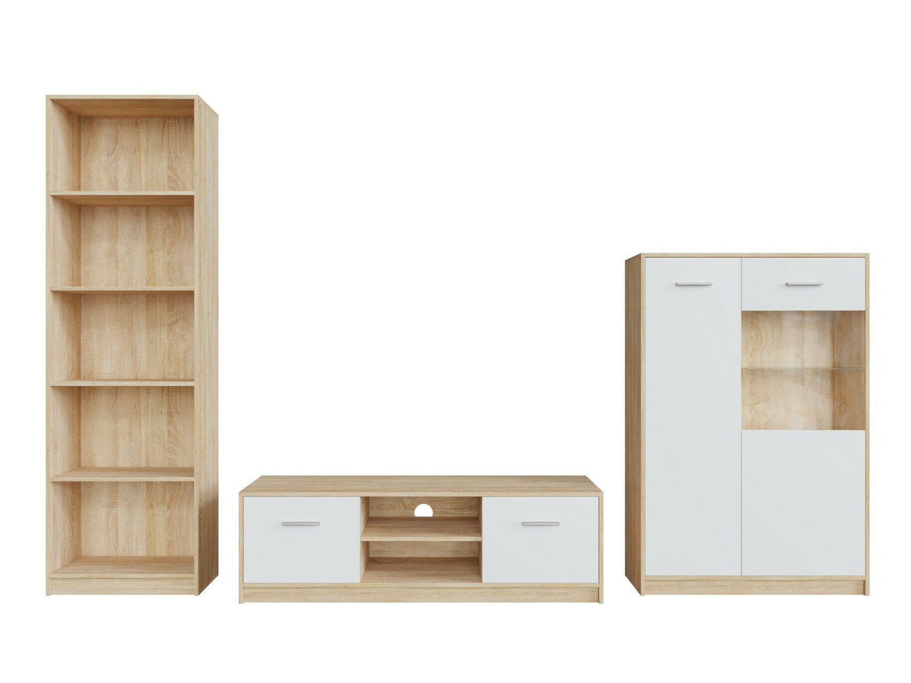 Viesistabas komplekts Novsore 164 (Sonomas ozols + Balts)