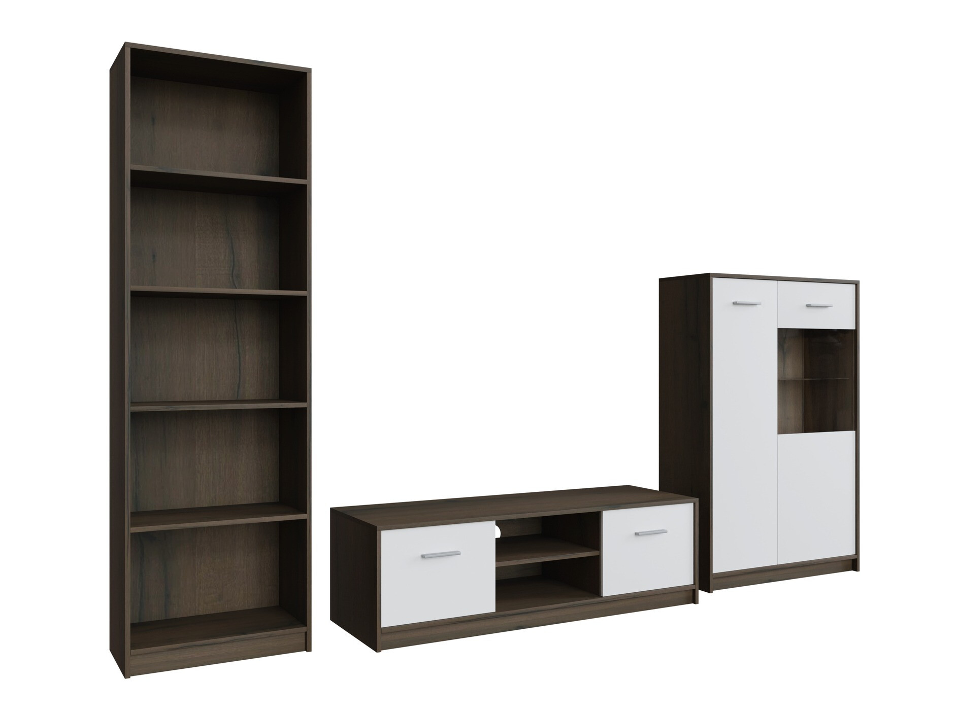 Viesistabas komplekts Novsore 164 (Tumšs ozols + Balts)