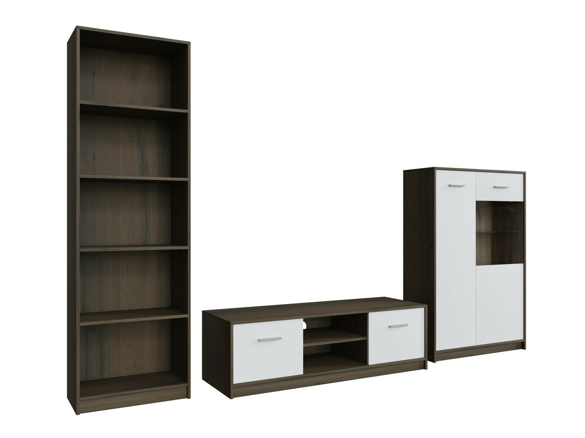 Viesistabas komplekts Novsore 164 (Tumšs ozols + Balts)