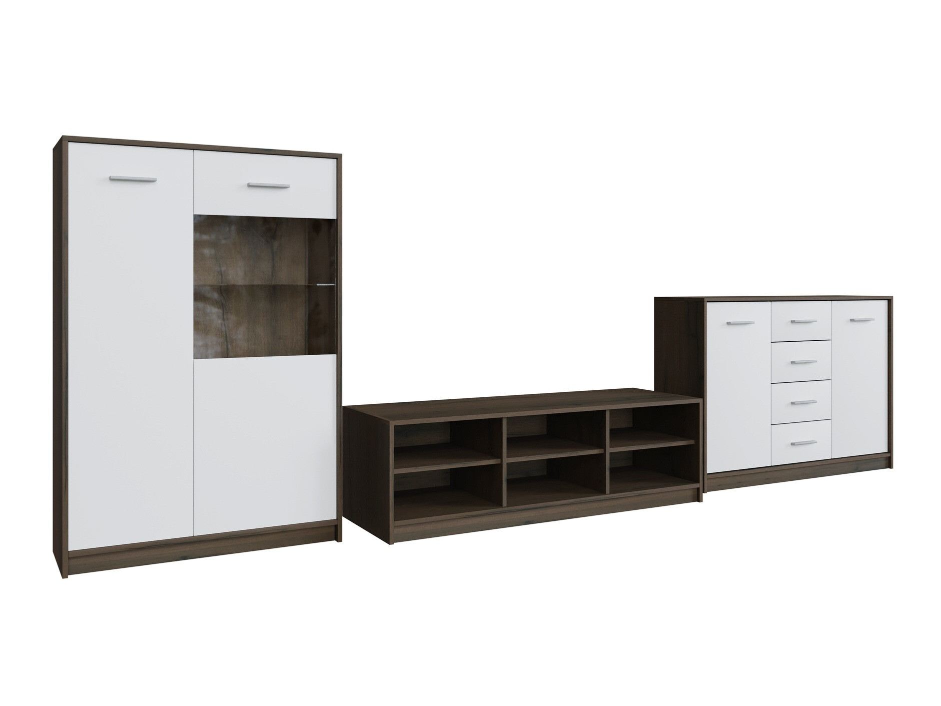 Viesistabas komplekts Novsore 165 (Tumšs ozols + Balts)