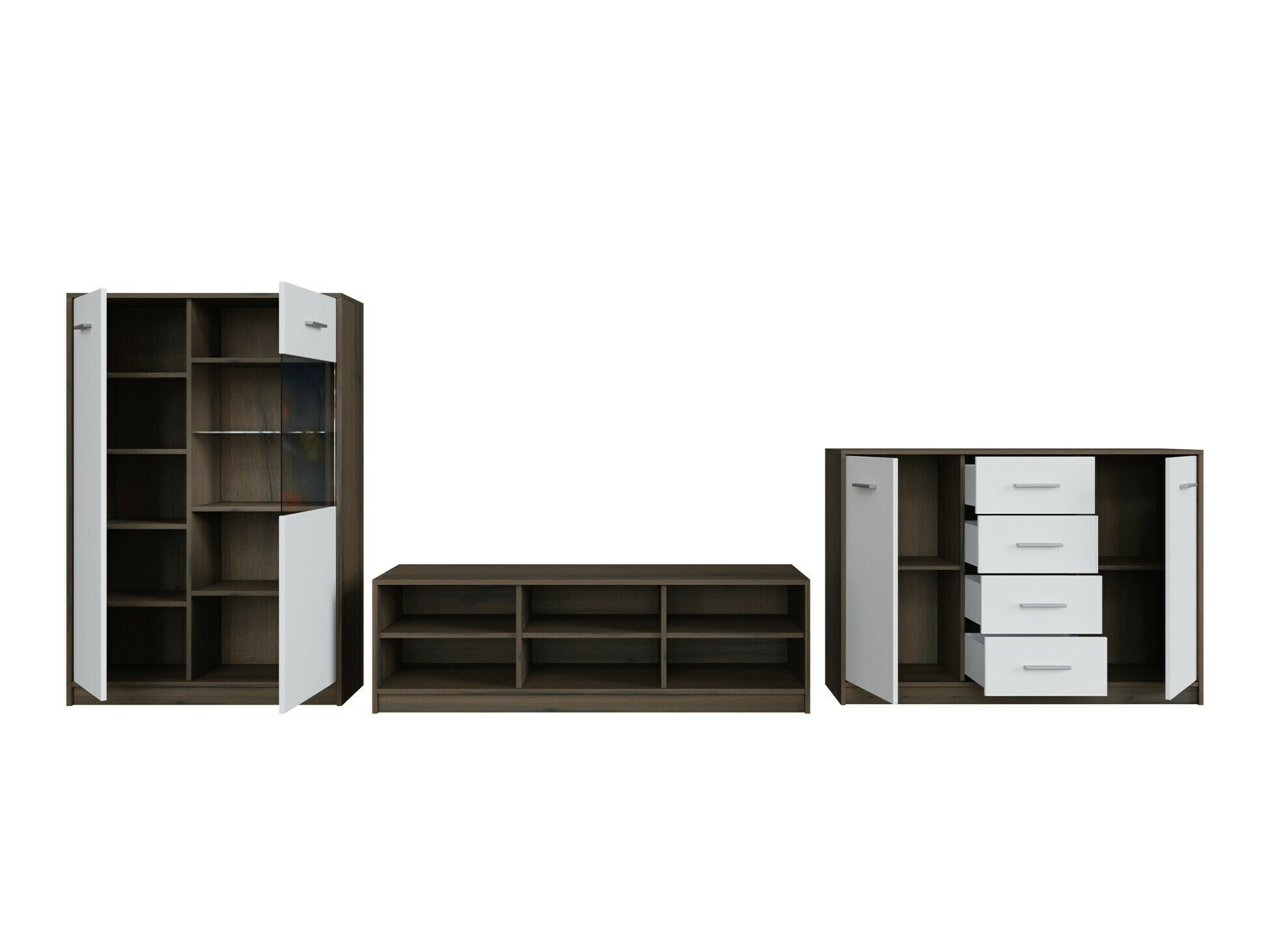 Viesistabas komplekts Novsore 165 (Tumšs ozols + Balts)