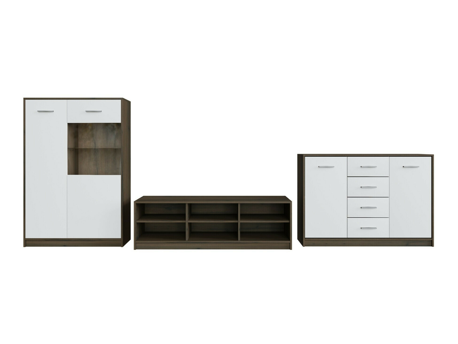 Viesistabas komplekts Novsore 165 (Tumšs ozols + Balts)