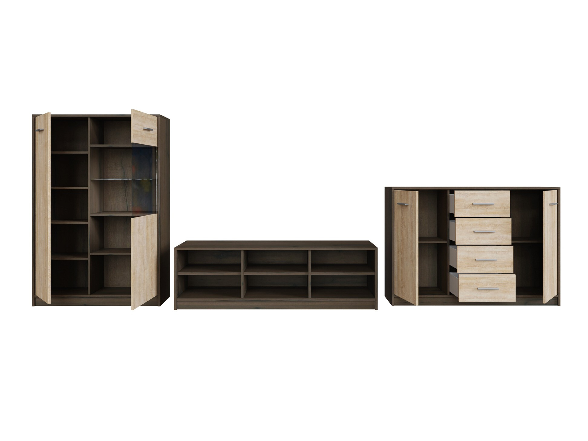 Viesistabas komplekts Novsore 165 (Tumšs ozols + Sonomas ozols)