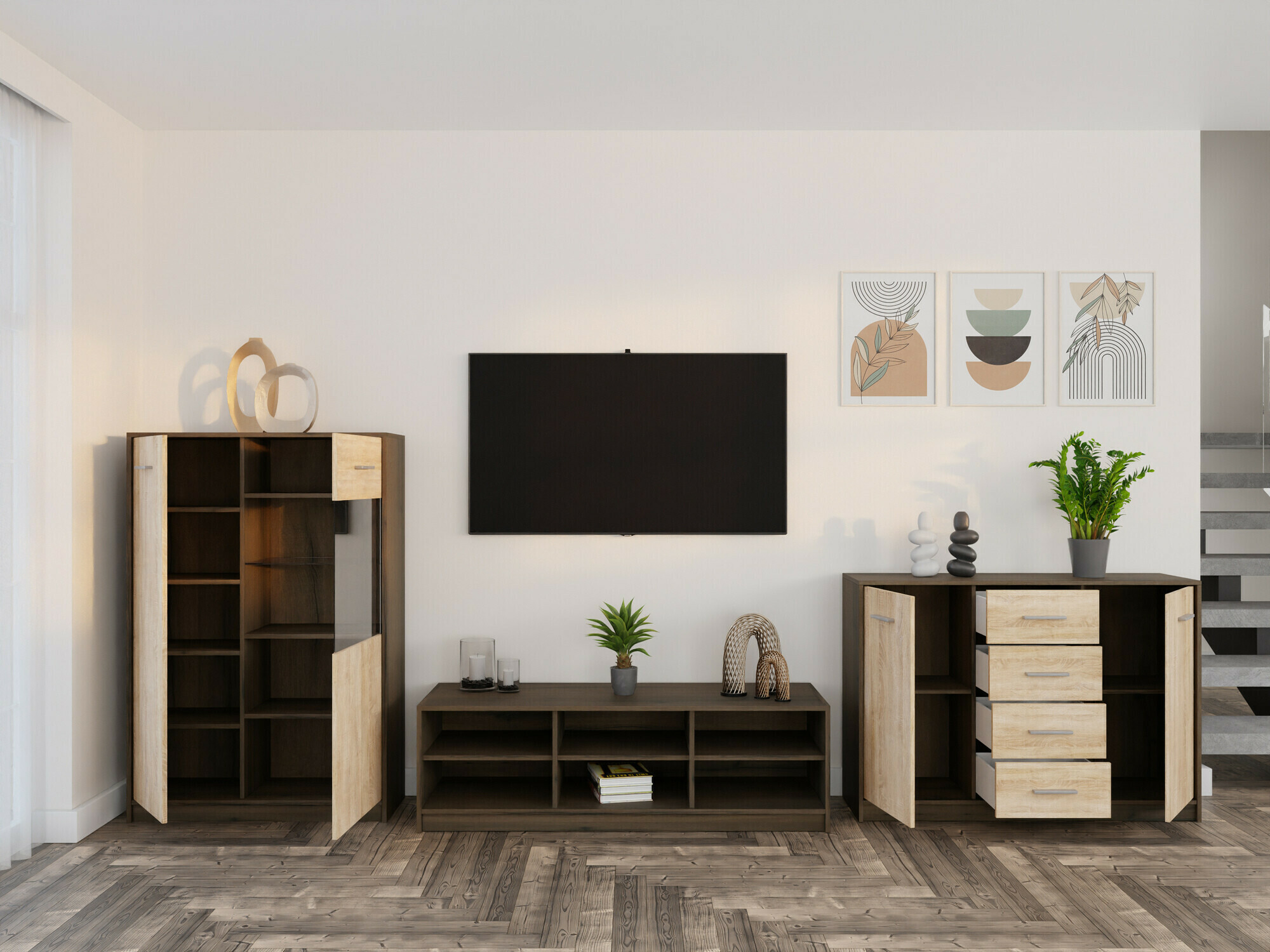 Viesistabas komplekts Novsore 165 (Tumšs ozols + Sonomas ozols)