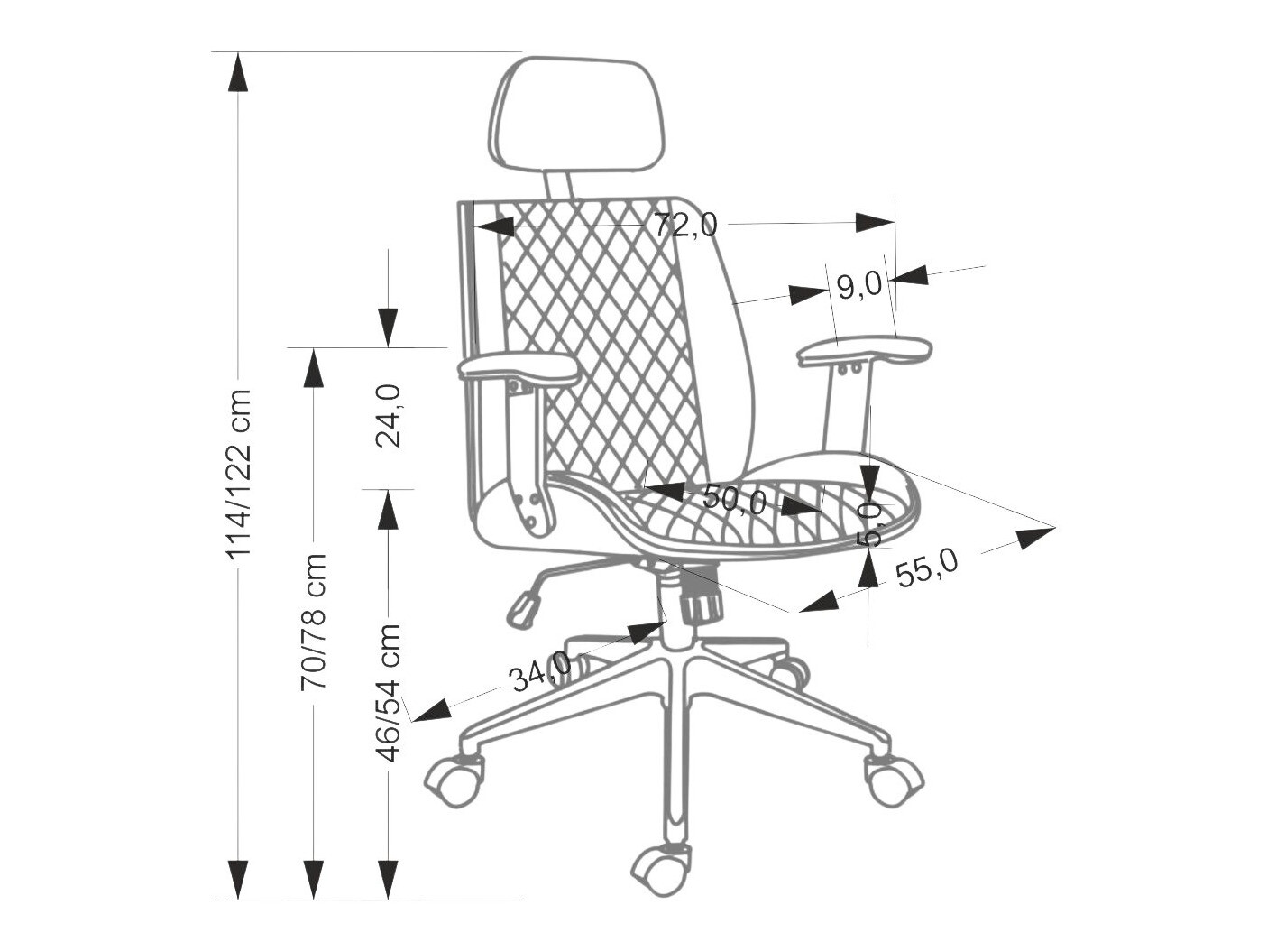 Biroja krēsls Houston 1925 (Melns)