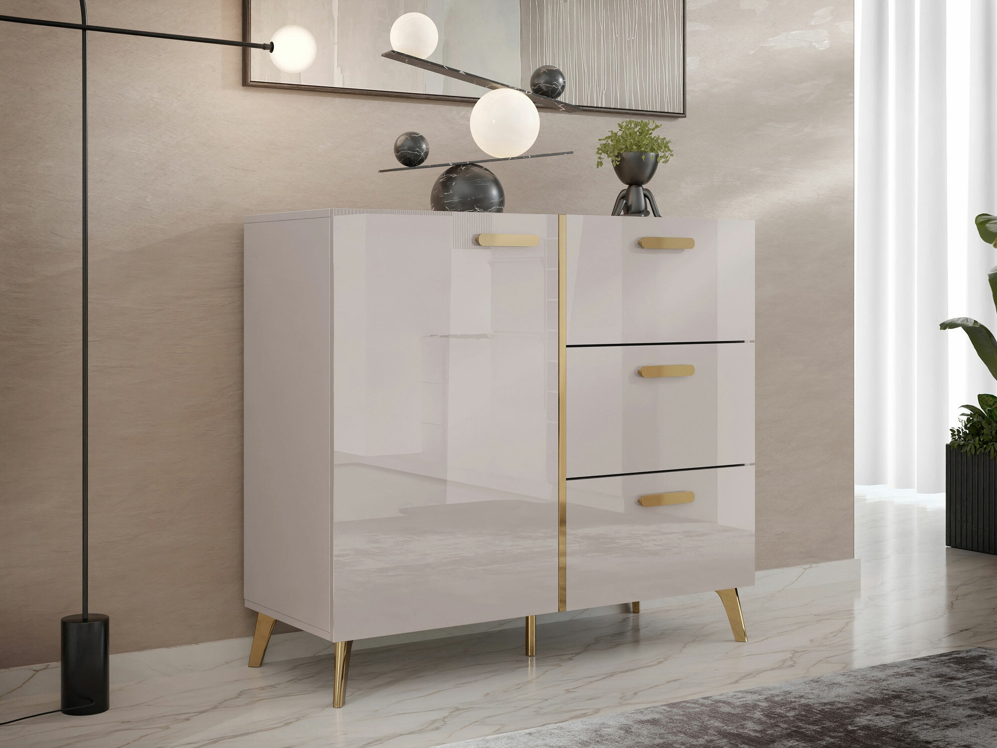 Kомод Comfivo Teslomo 108 (Кашемир + Глянцевый кашемир)