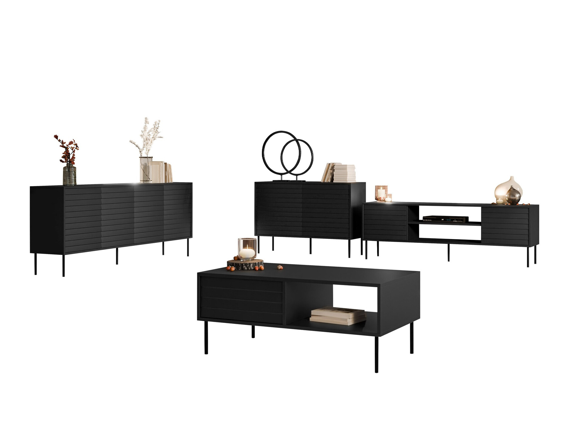 Viesistabas komplekts Flosoru 110 (Melns)