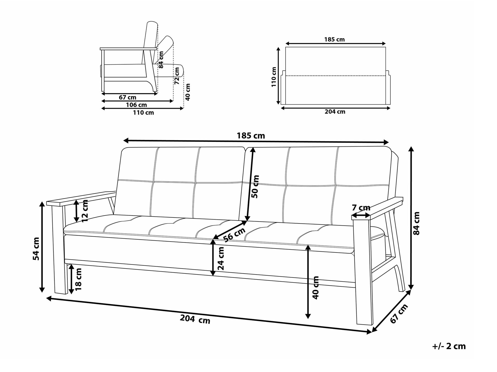 Dīvāns gulta Berwyn 2566 (Bēšs + Tumšs koks)