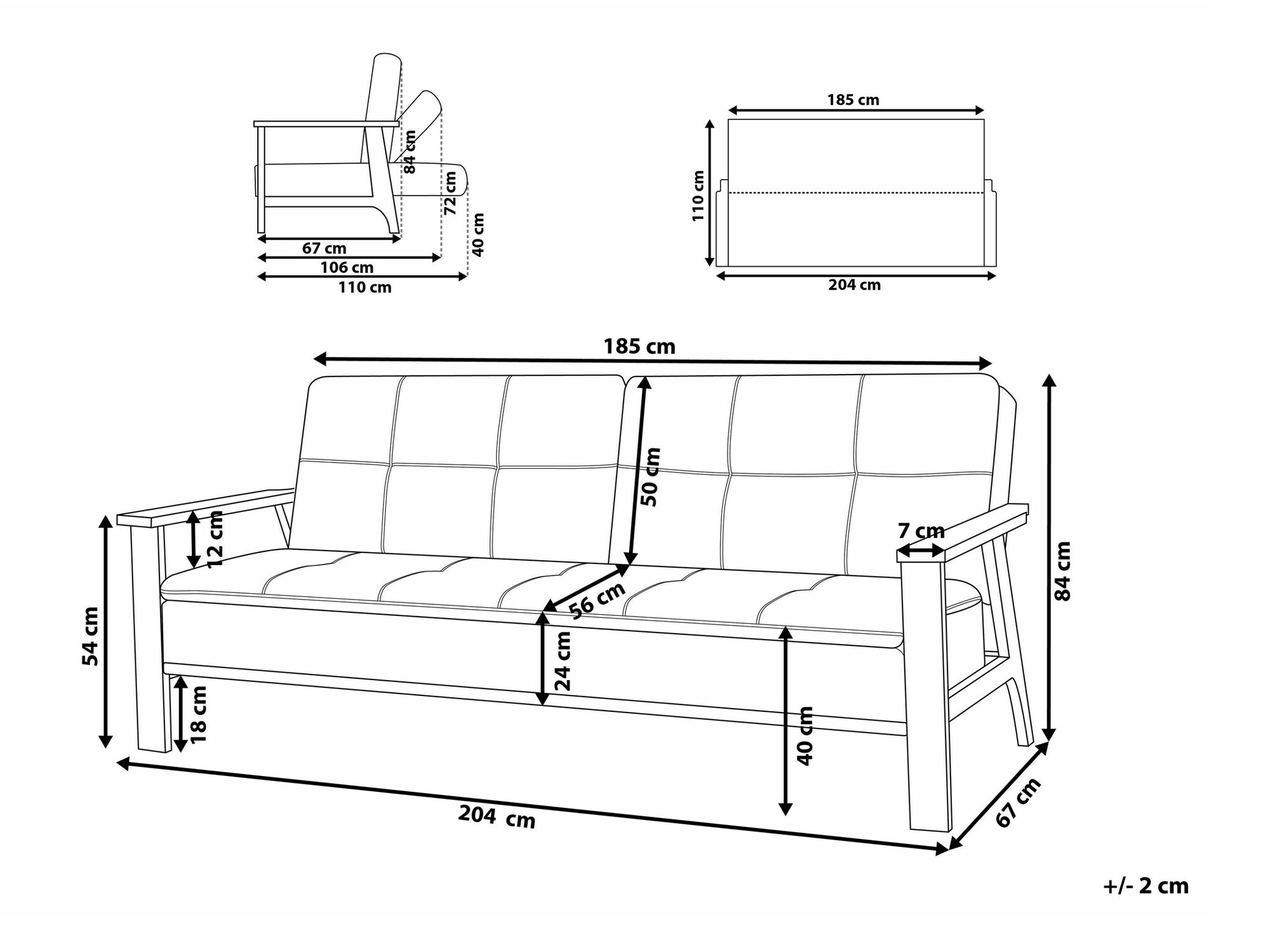 Dīvāns gulta Berwyn 2566 (Tumši pelēks + Tumšs koks)