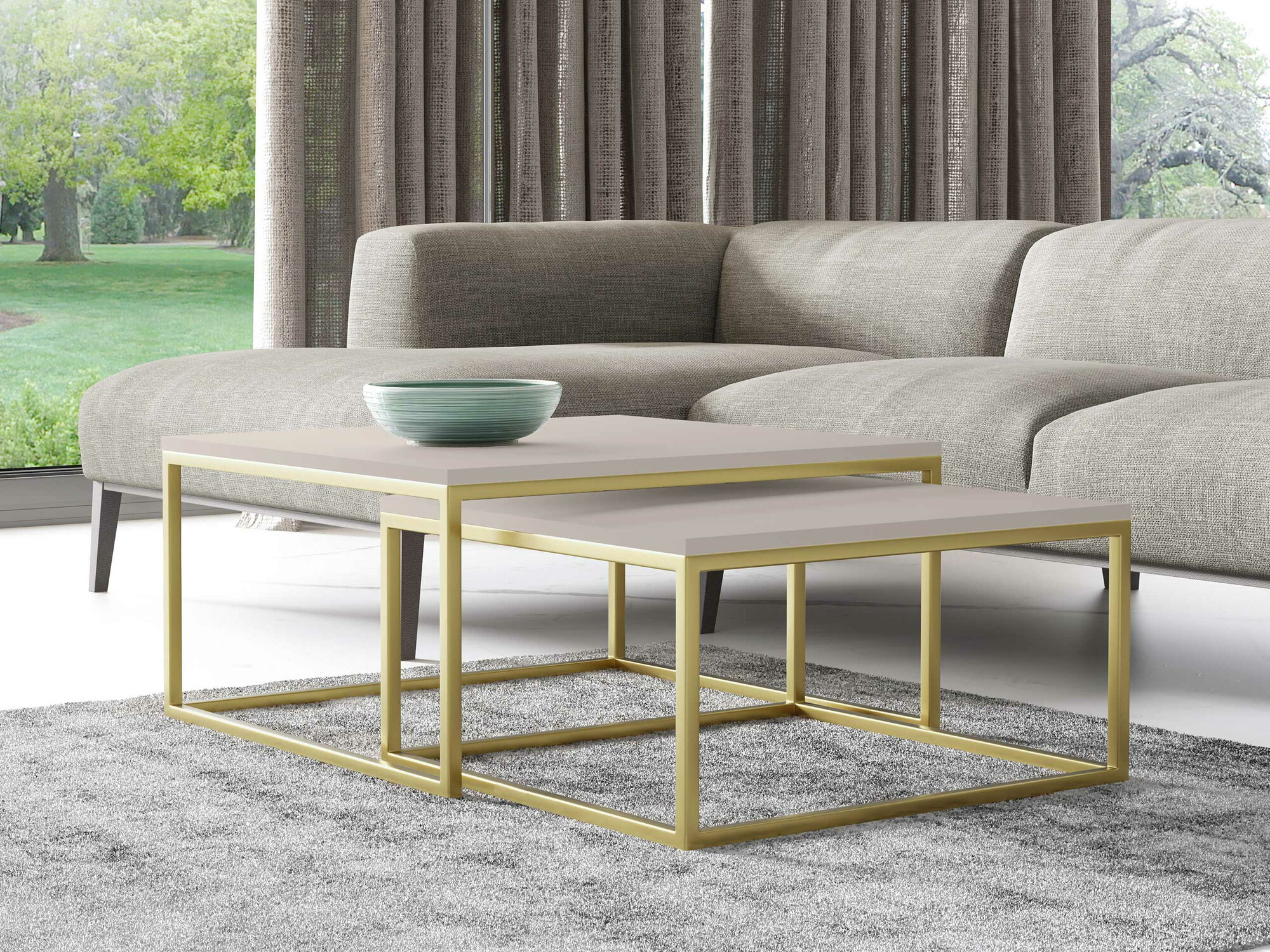 Комплект журнальных столиков Oswego 102 (Кашемир + Золотой)