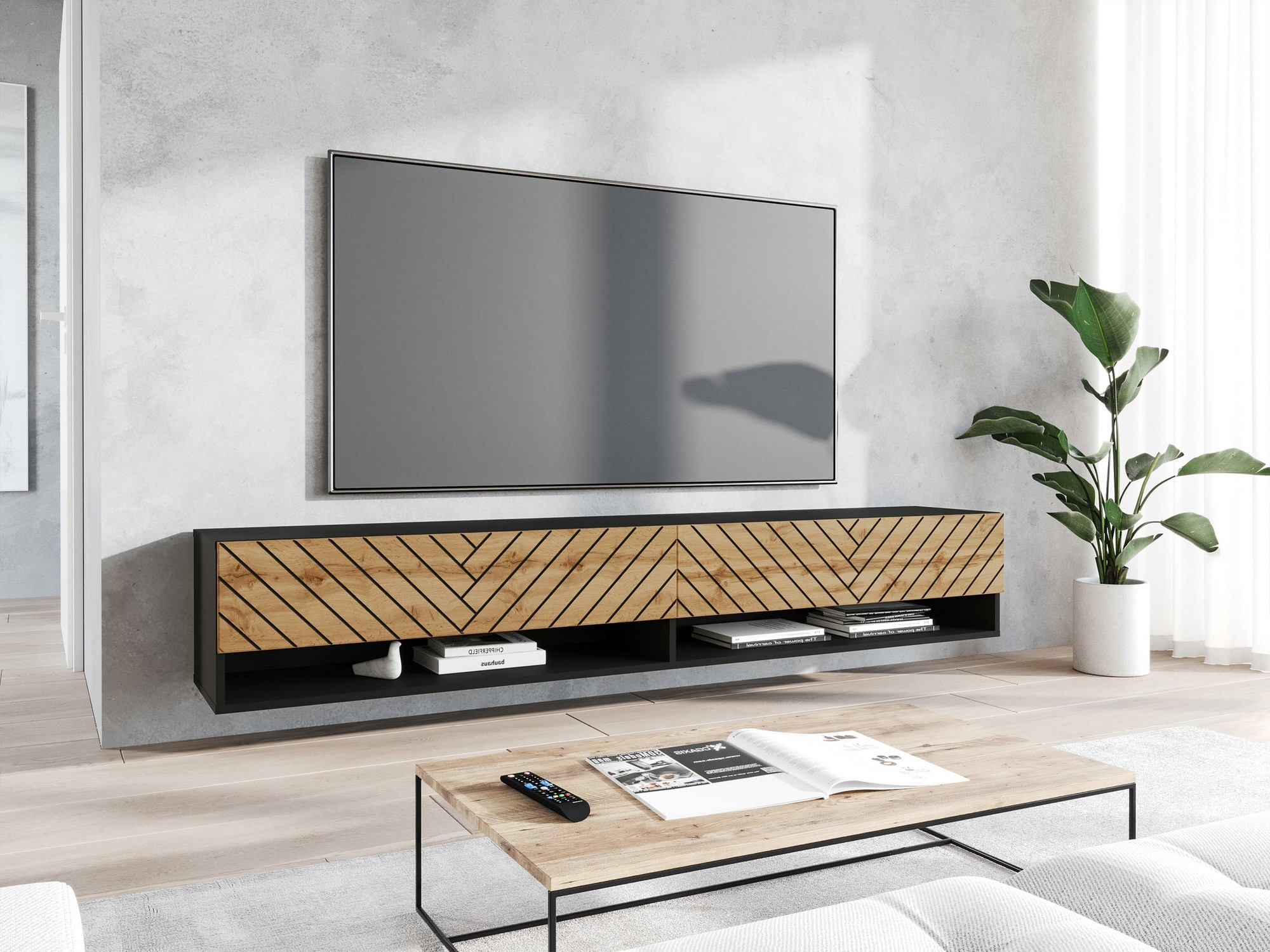 ТВ тумба Sarasota 119 (Графит + Дуб вотан)