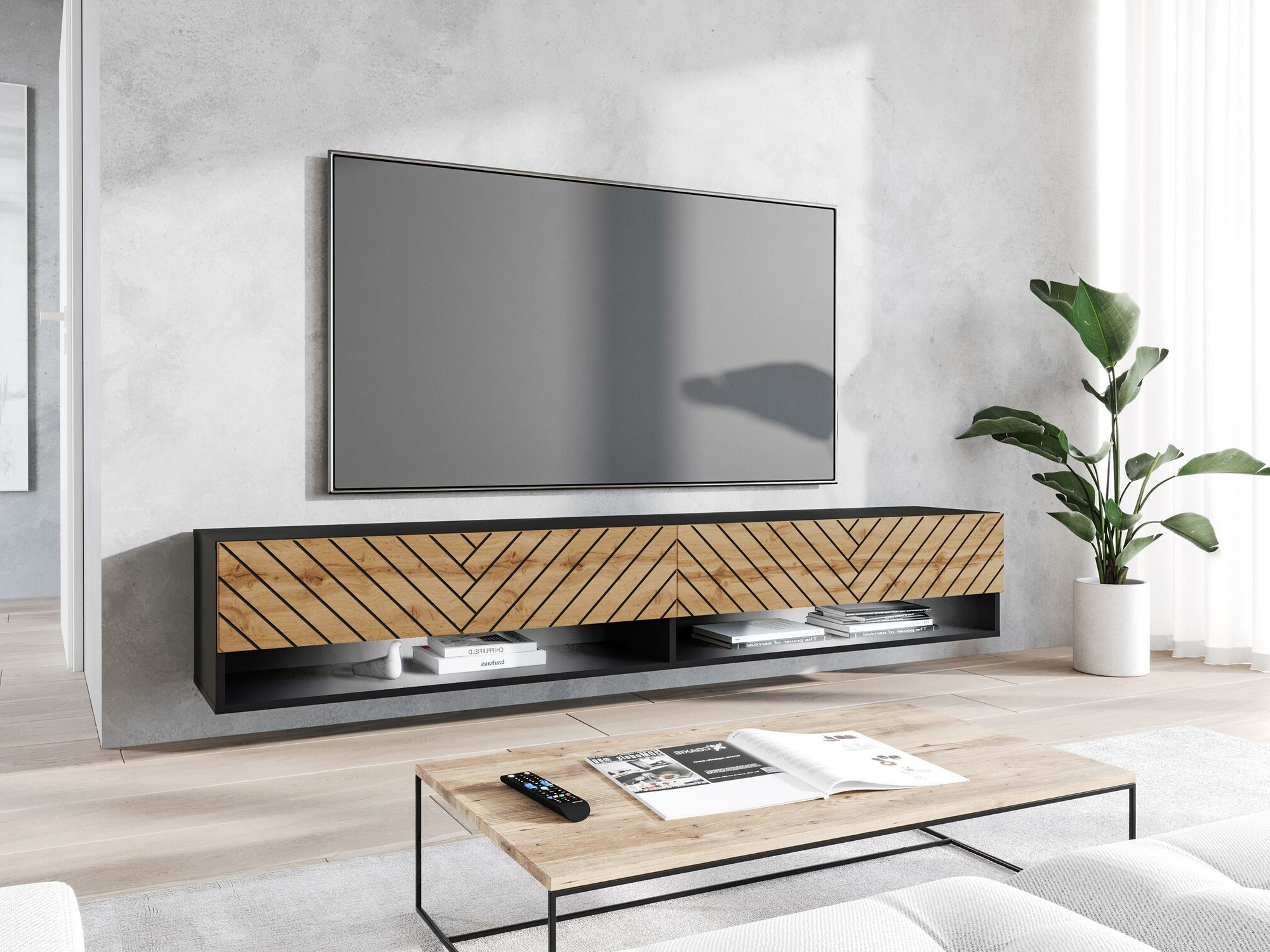 ТВ тумба Sarasota 119 (Графит + Дуб вотан)