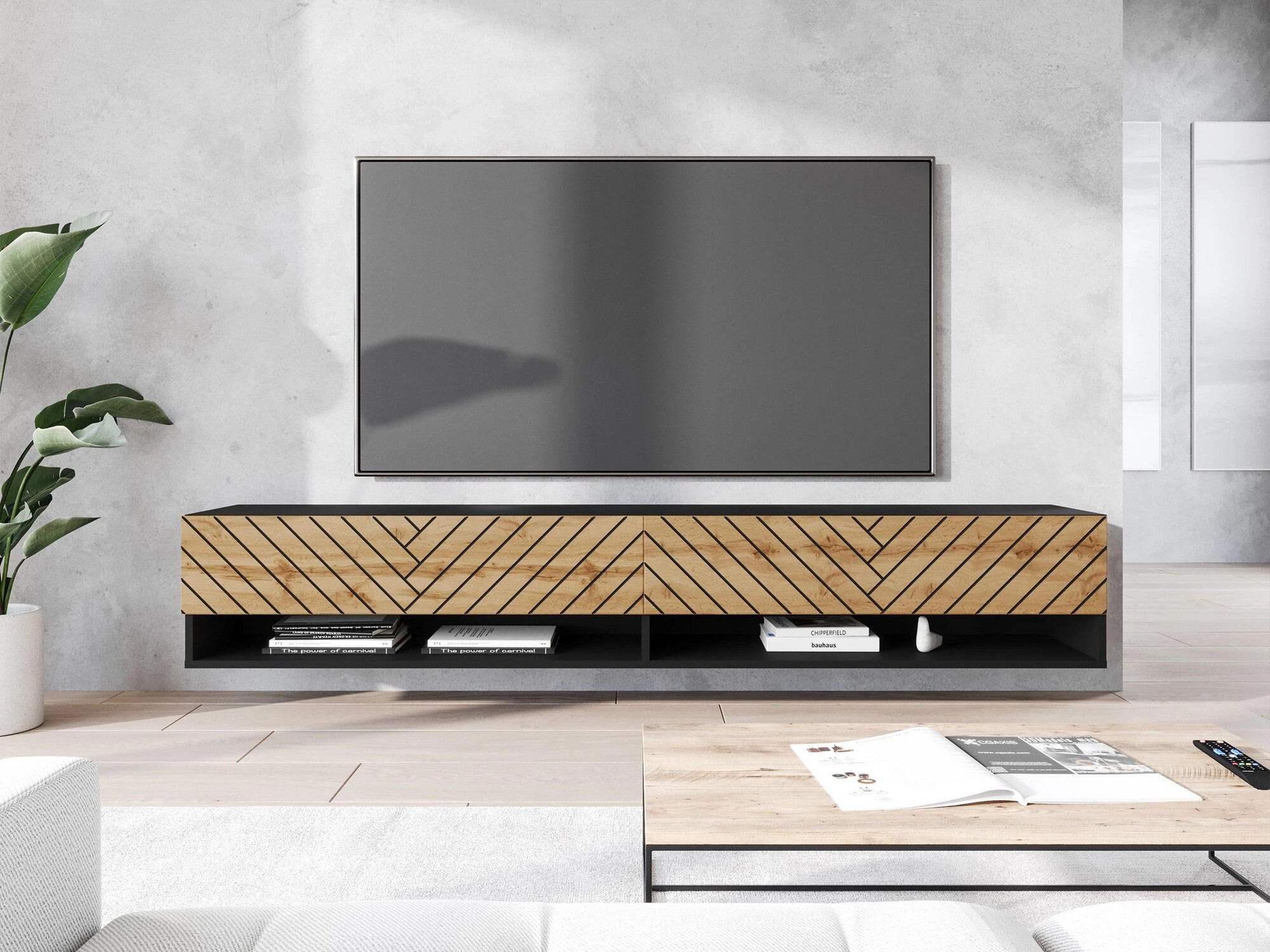 ТВ тумба Sarasota 119 (Графит + Дуб вотан)