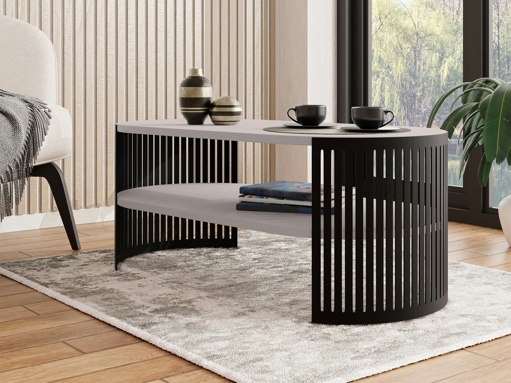 Žurnālu galdiņš Sordore 115 (Melns + Kašmirs)