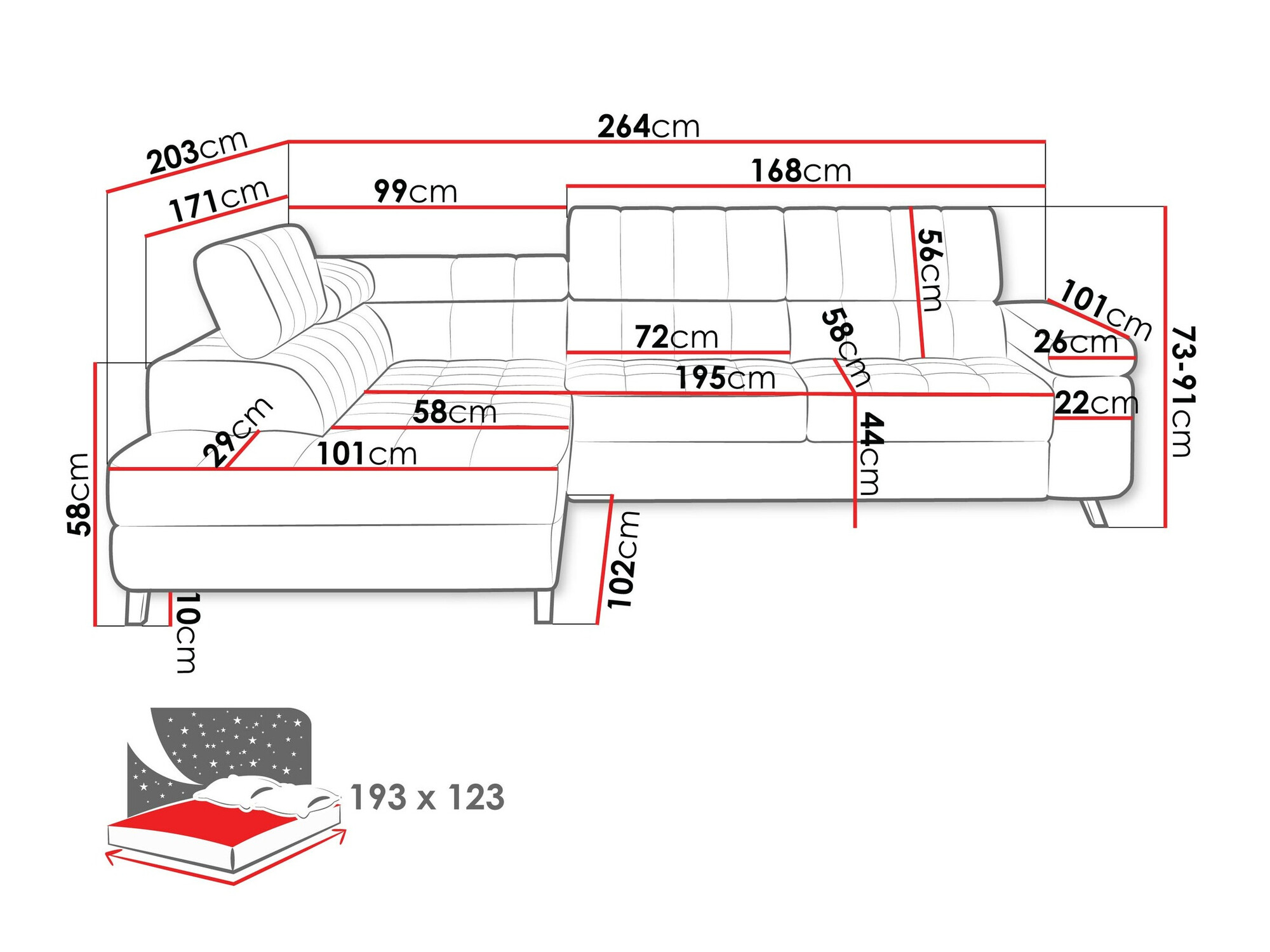 Stūra dīvāns Comfivo 207 (Coral 65)