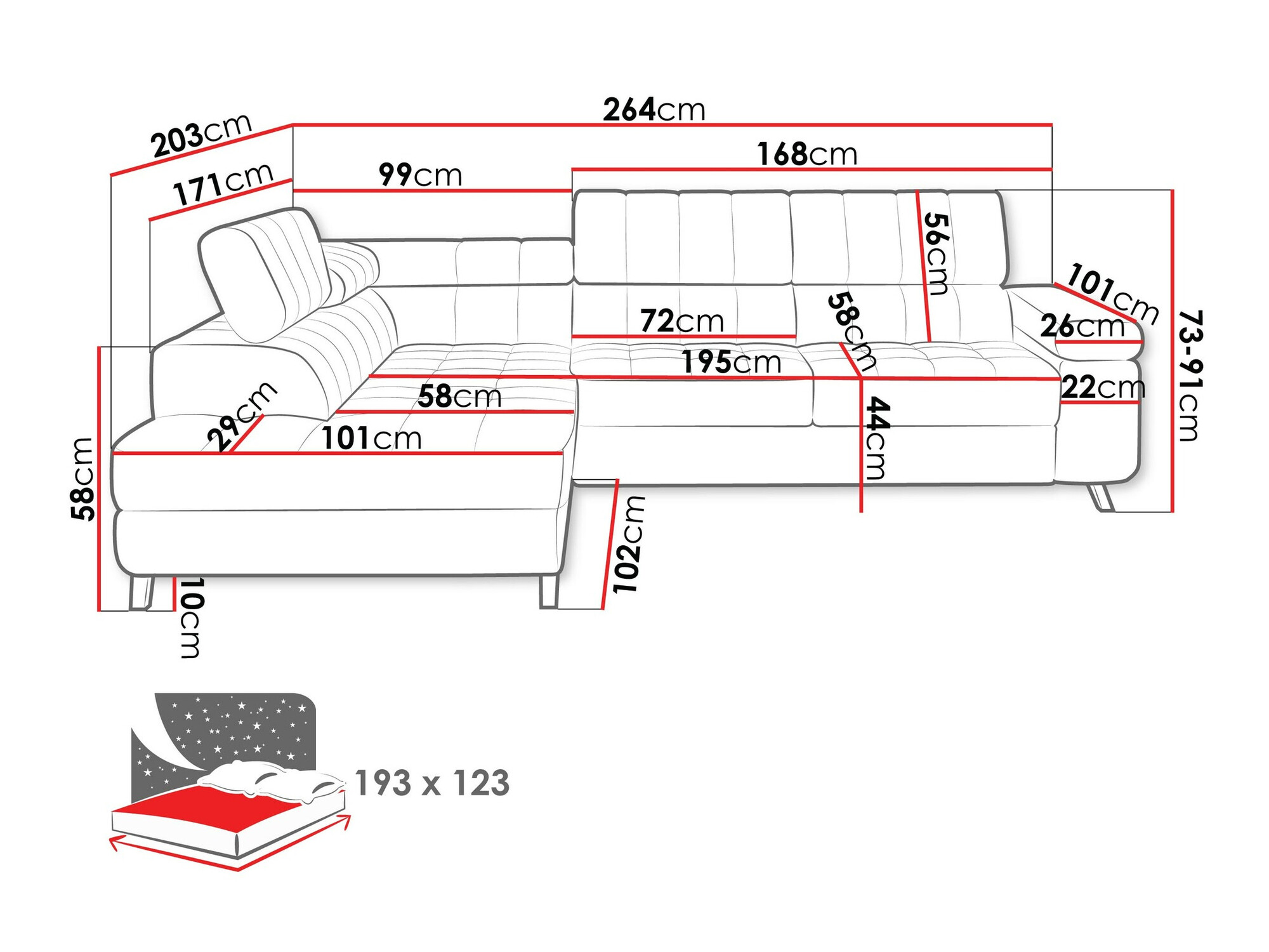 Stūra dīvāns Comfivo 207 (Flow 06)