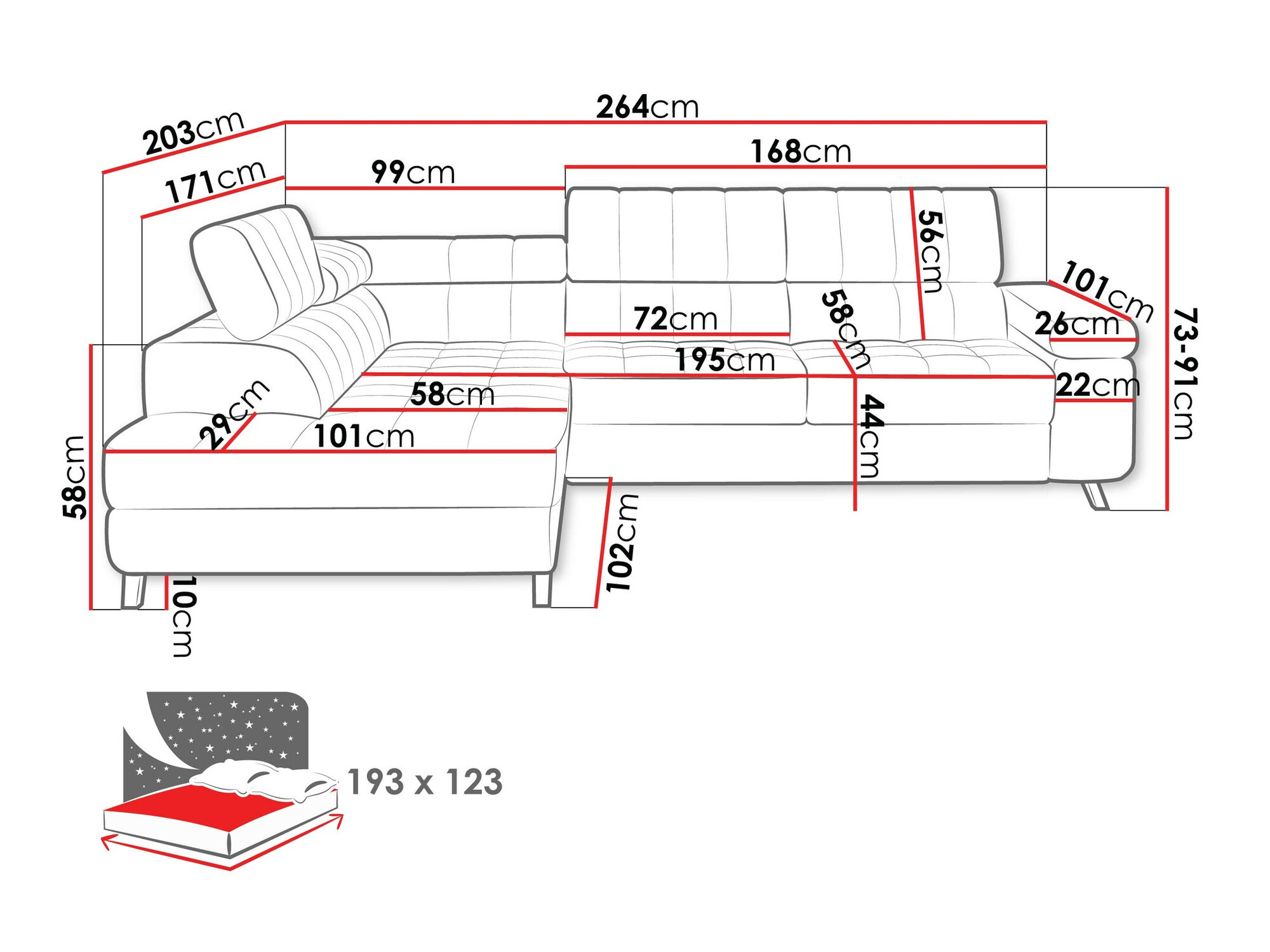 Stūra dīvāns Comfivo 207 (Flow 06)