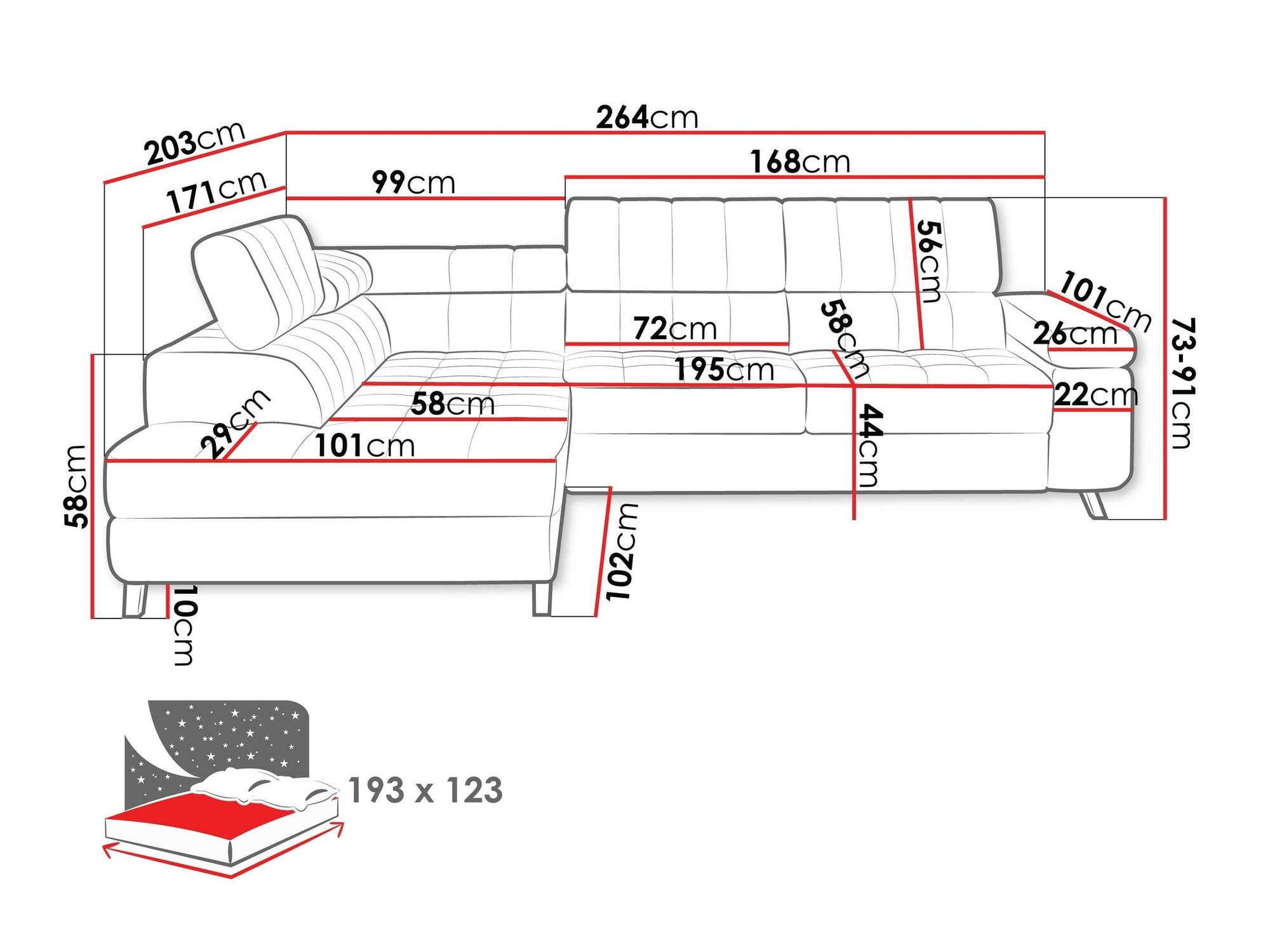 Stūra dīvāns Comfivo 207 (Fresh 11)