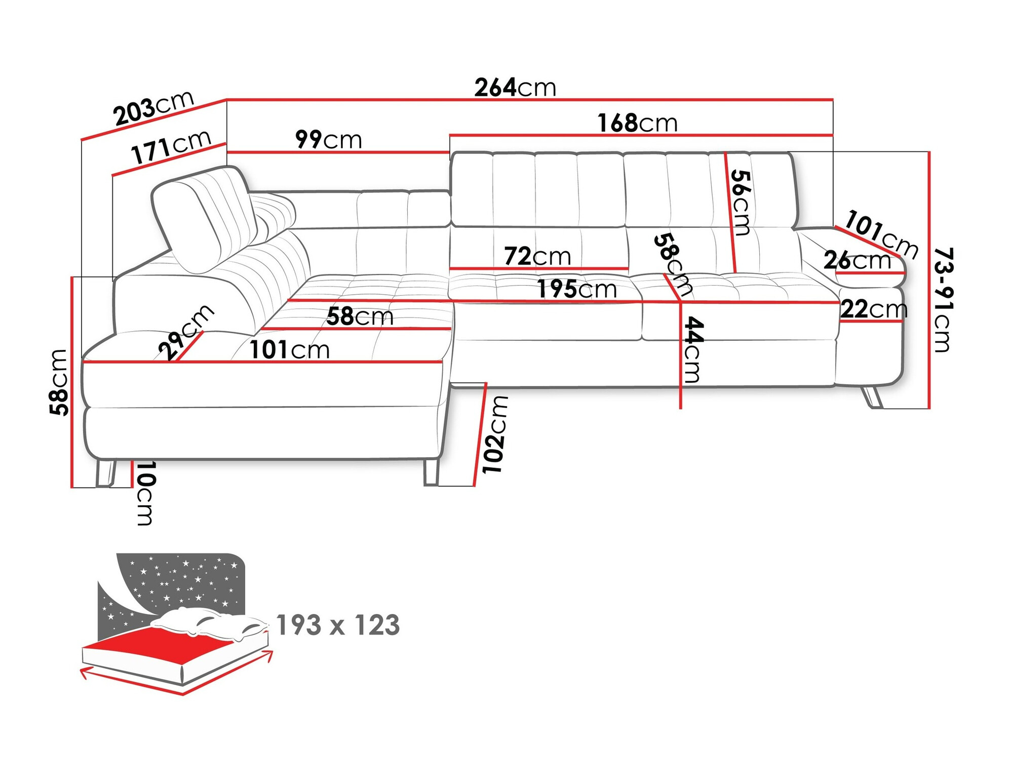 Stūra dīvāns Comfivo 207 (Fresh 11)