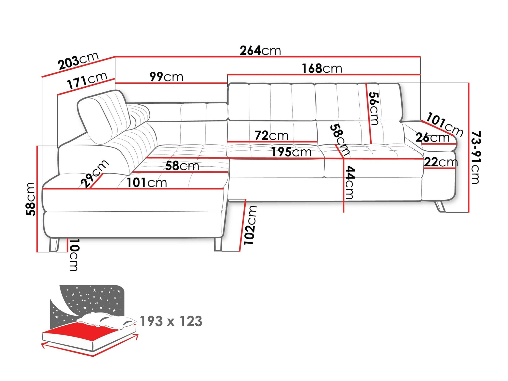 Stūra dīvāns Comfivo 207 (Fresh 13)